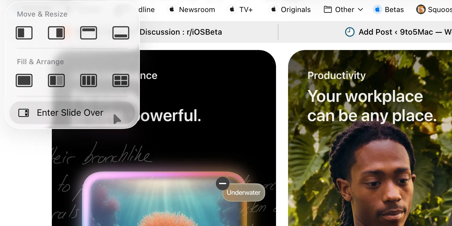 Apple iPadOS 26.1 DB2 - Slide Over 9to5Mac