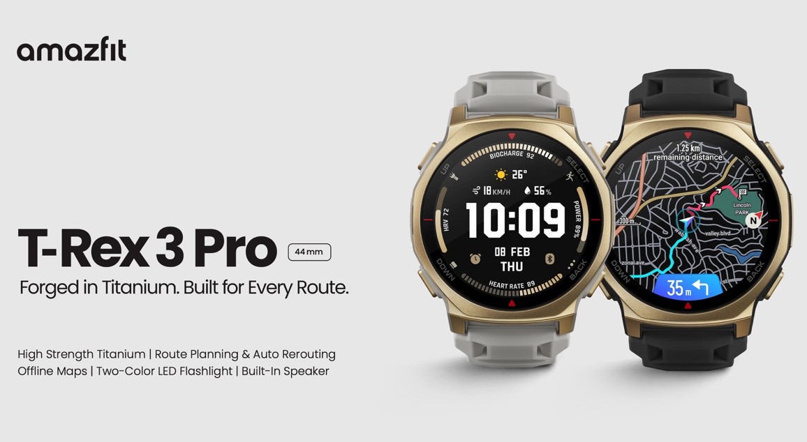 Amazfit T-Rex 3 Pro arriva anche nella versione da 44 mm, più compatto e leggero