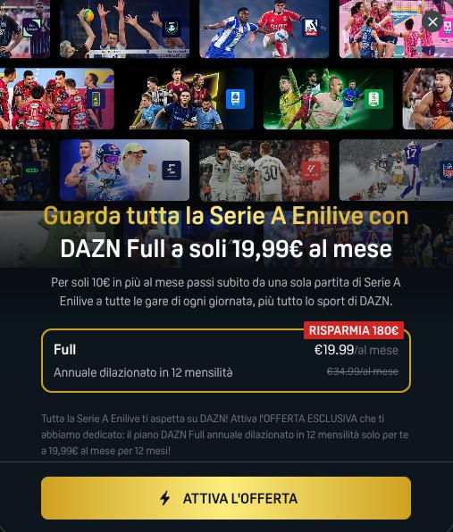DAZN propone l'upgrade: MyClubPass a 9,99€ al mese, e se lo hai già il Full a 19,99€ 4