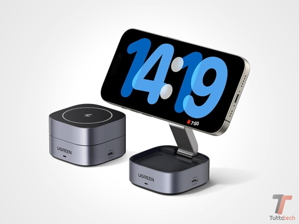 Offerta Amazon: UGREEN MagFlow, il caricatore Wireless 2 in 1, crolla a 21,59€