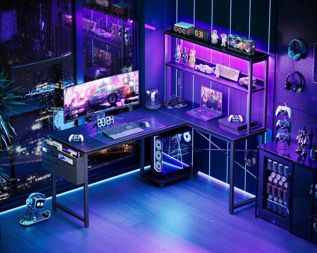 Questa scrivania costa meno di 100€ e ha di tutto: LED RGB, prese e vani per ogni accessorio 4