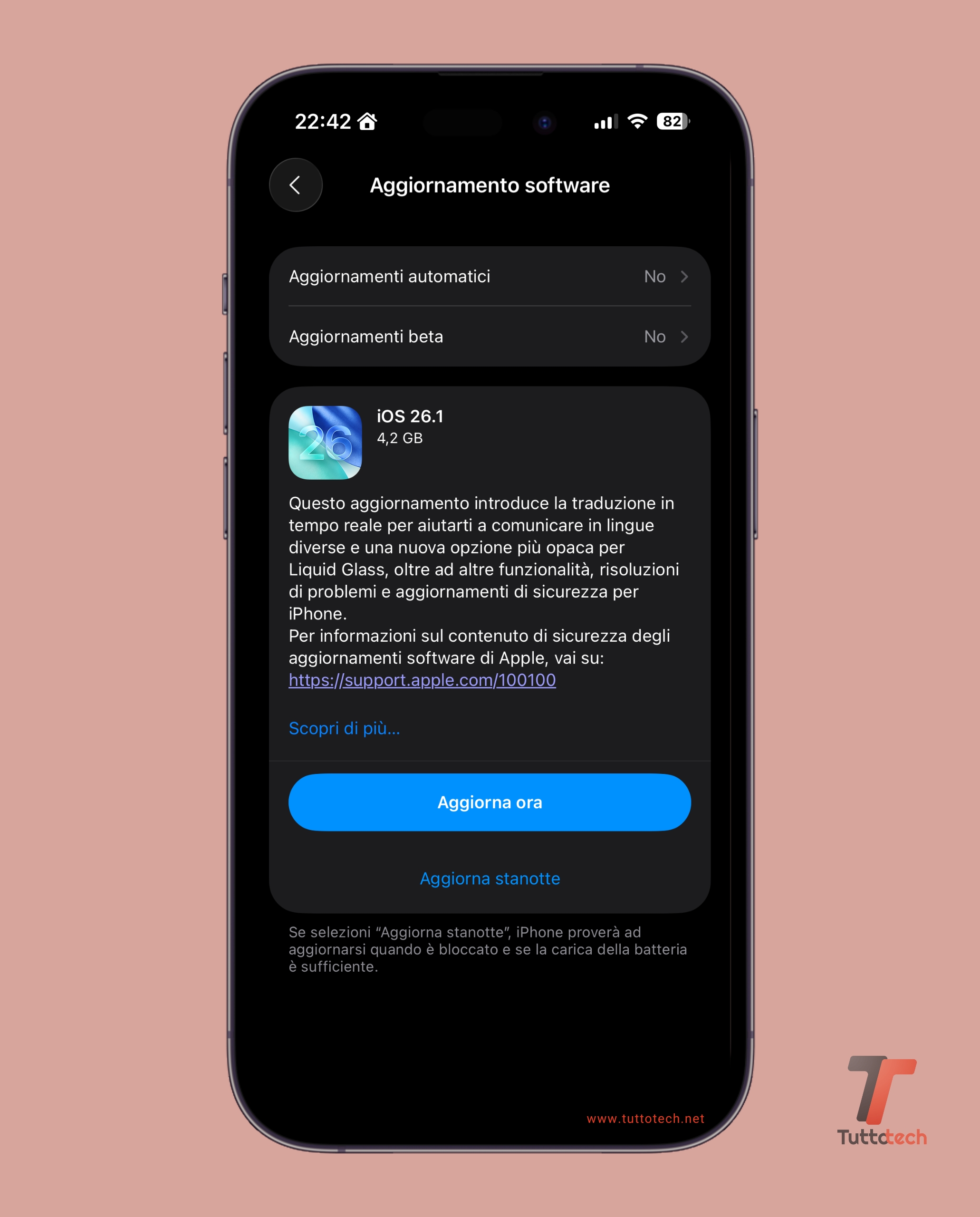Apple iOS 26.1 on iPhone 14 Pro