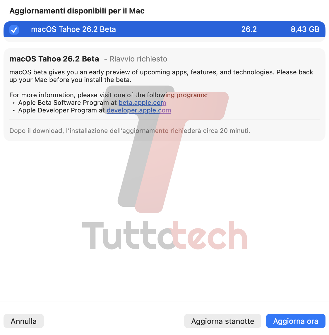 Apple macOS 26.2 Tahoe DB1 on MacBook Pro 16 M1 Pro