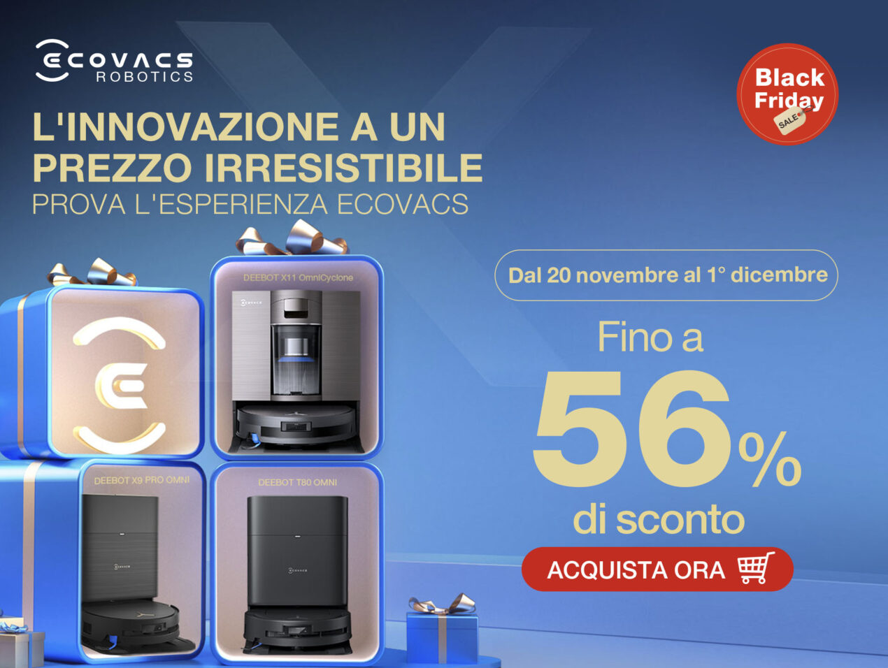 ECOVACS cala gli assi con sconti su robot aspirapolvere, lavapavimenti e lavavetri