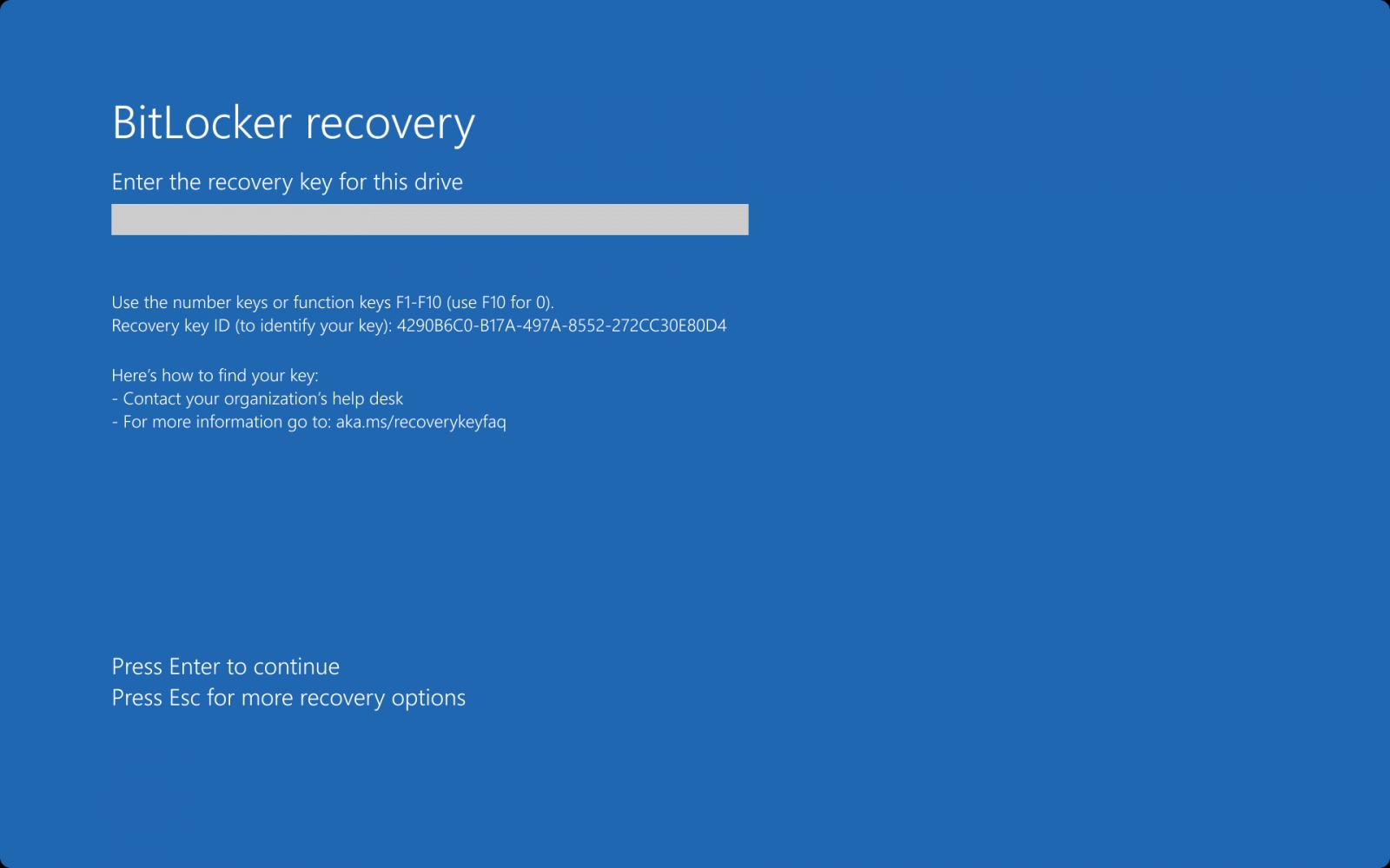 microsoft windows schermata ripristino bitlocker
