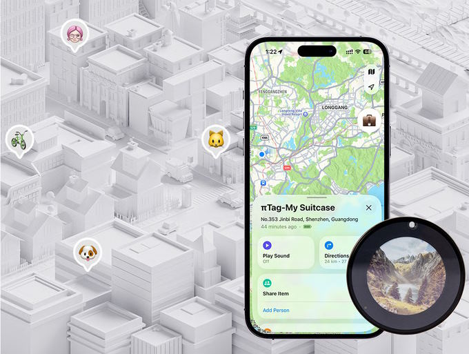 πTag è il nuovo smart tracker con schermo e-ink compatibile con iOS e Android 10