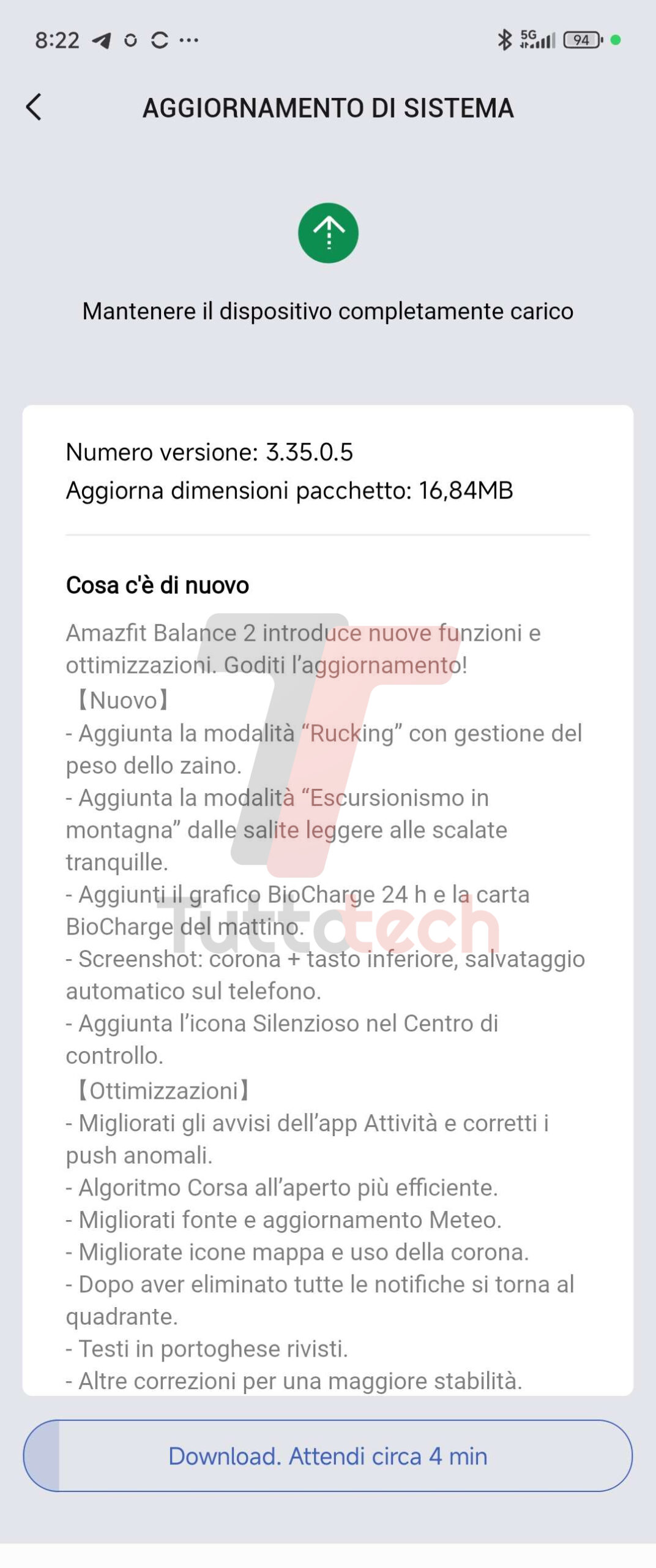 Amazfit Balance 2 - Aggiornamento dicembre 2025 v3.35.0.5