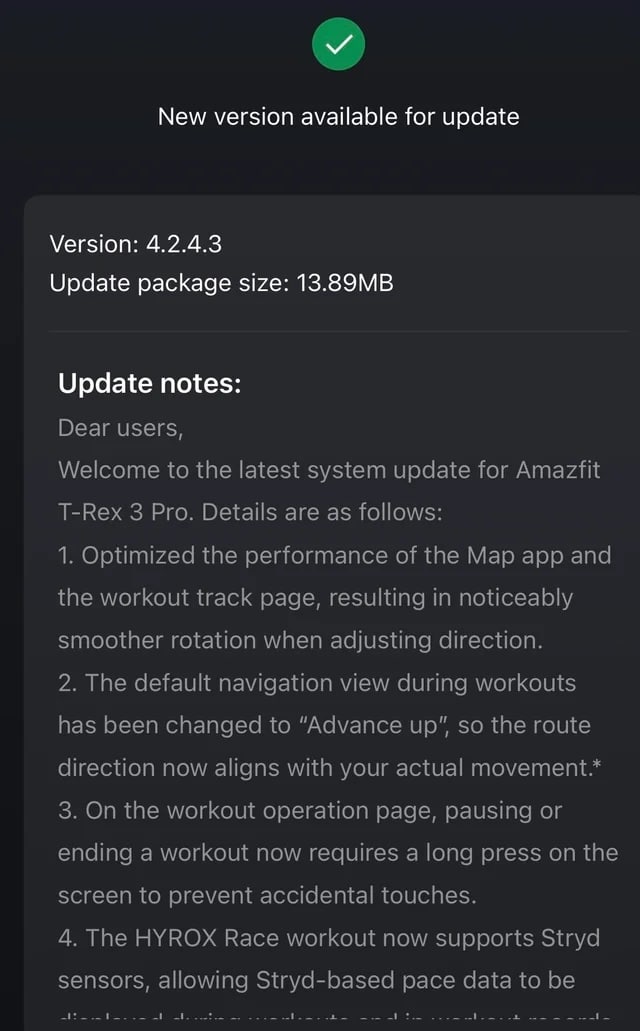 Amazfit T-Rex 3 Pro si aggiorna ancora: migliore supporto a Stryd e screenshot "offline" 4