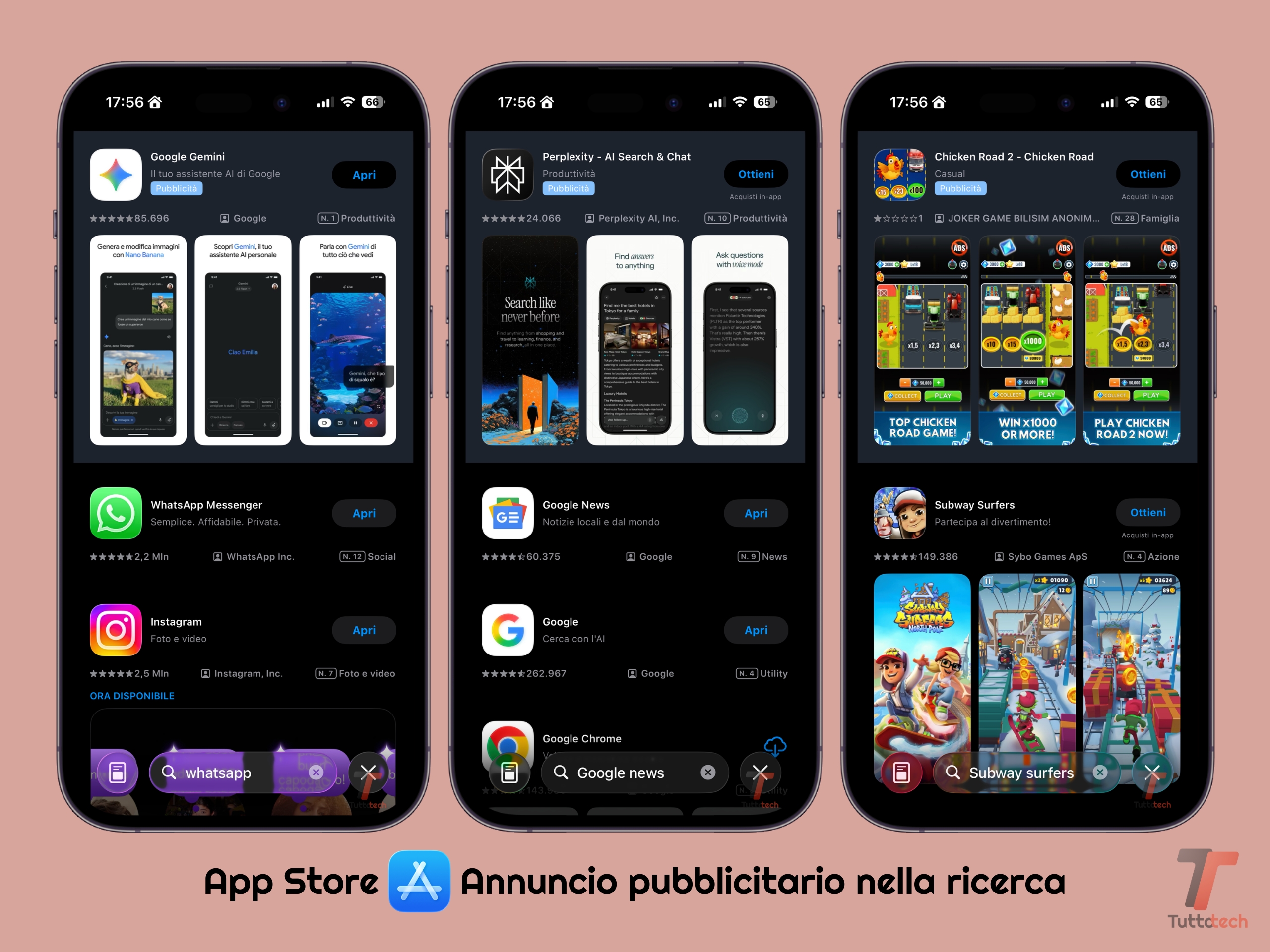 Apple App Store - esempi annunci pubblicitari nella ricerca
