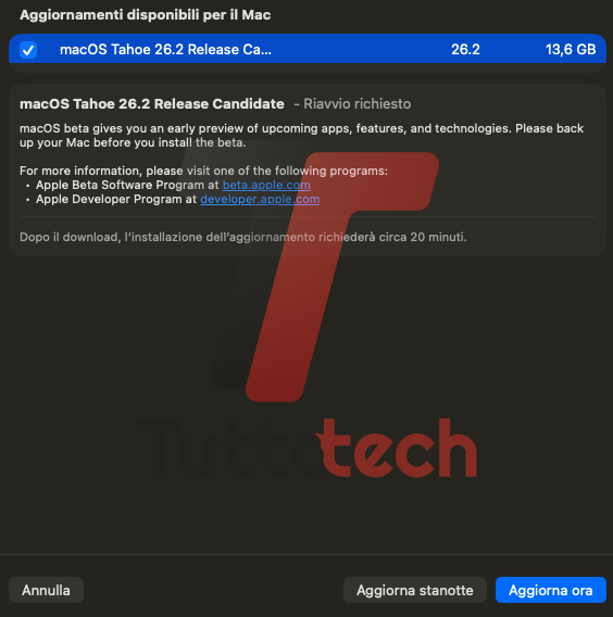 Apple macOS 26.2 Tahoe RC on MacBook Pro 16 M1 Pro