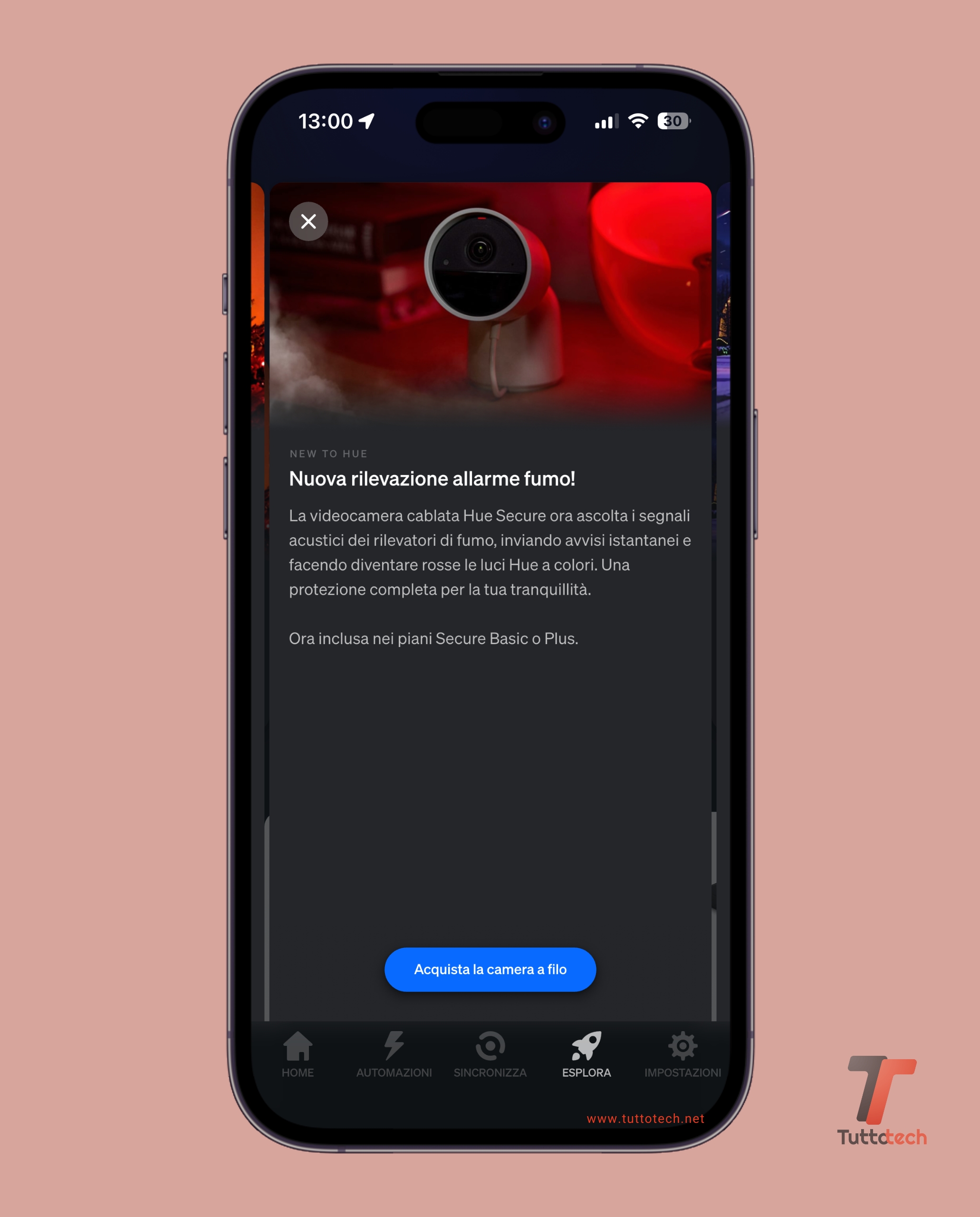Philips Hue app v5.57.0 rilevazione allarme fumo