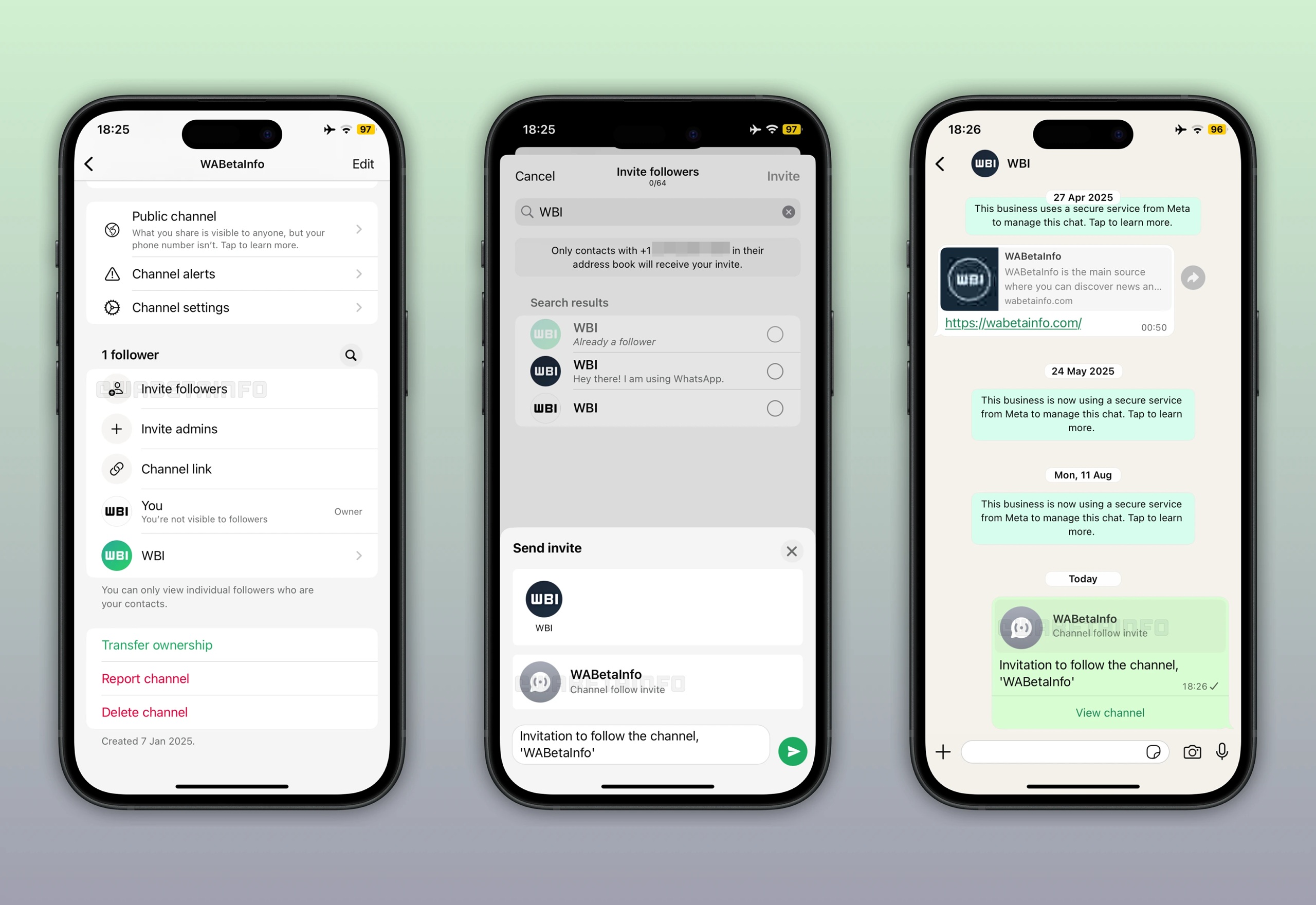 WhatsApp Beta per iOS v25.37.10.74 - Inviti ai contatti per i Canali
