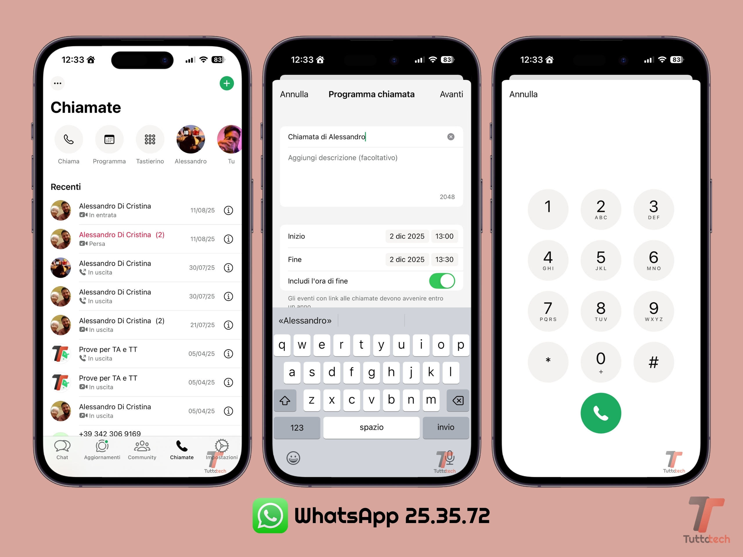 WhatsApp per iOS 25.35.72 - Scheda chiamate riprogettata