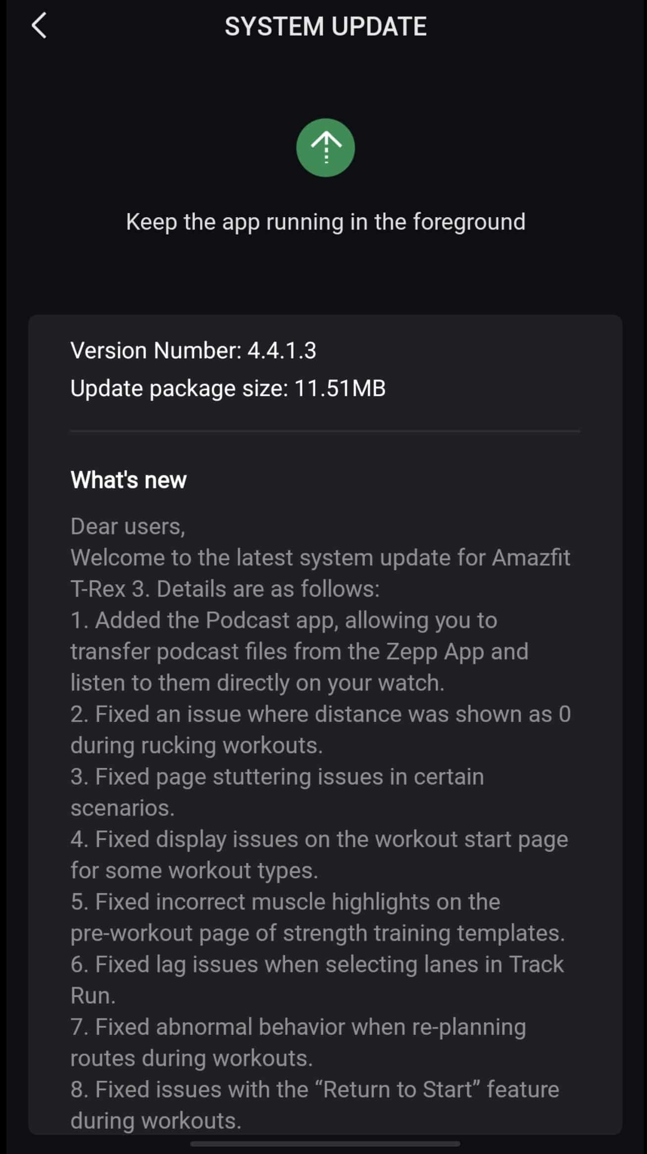 Amazfit T-Rex 3 - aggiornamento v4.4.1.3 - changelog by Gadgets & Wearables