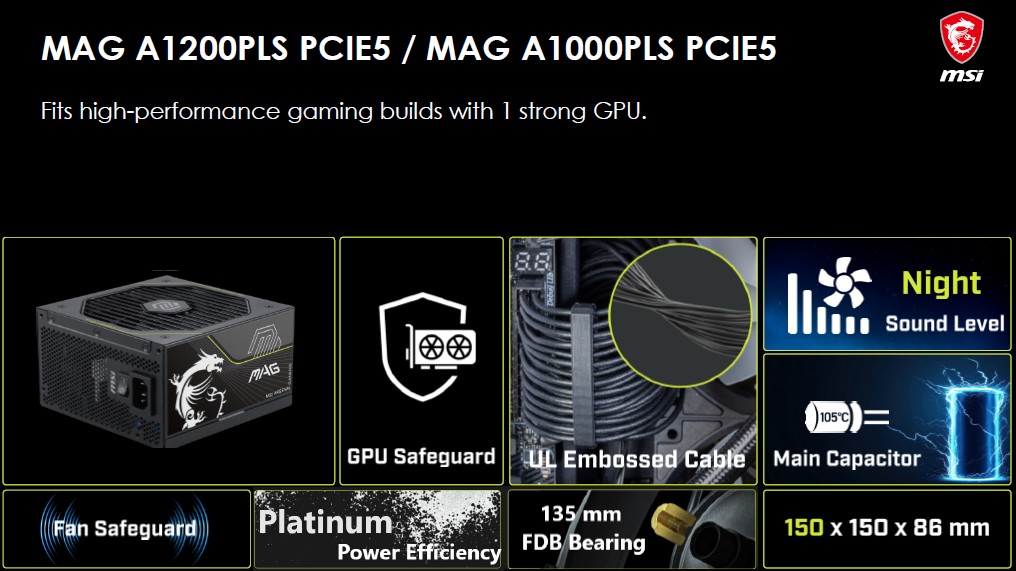 MSI MAG A1200PLS PCIE5 e MAG A1000PLS PCIE5