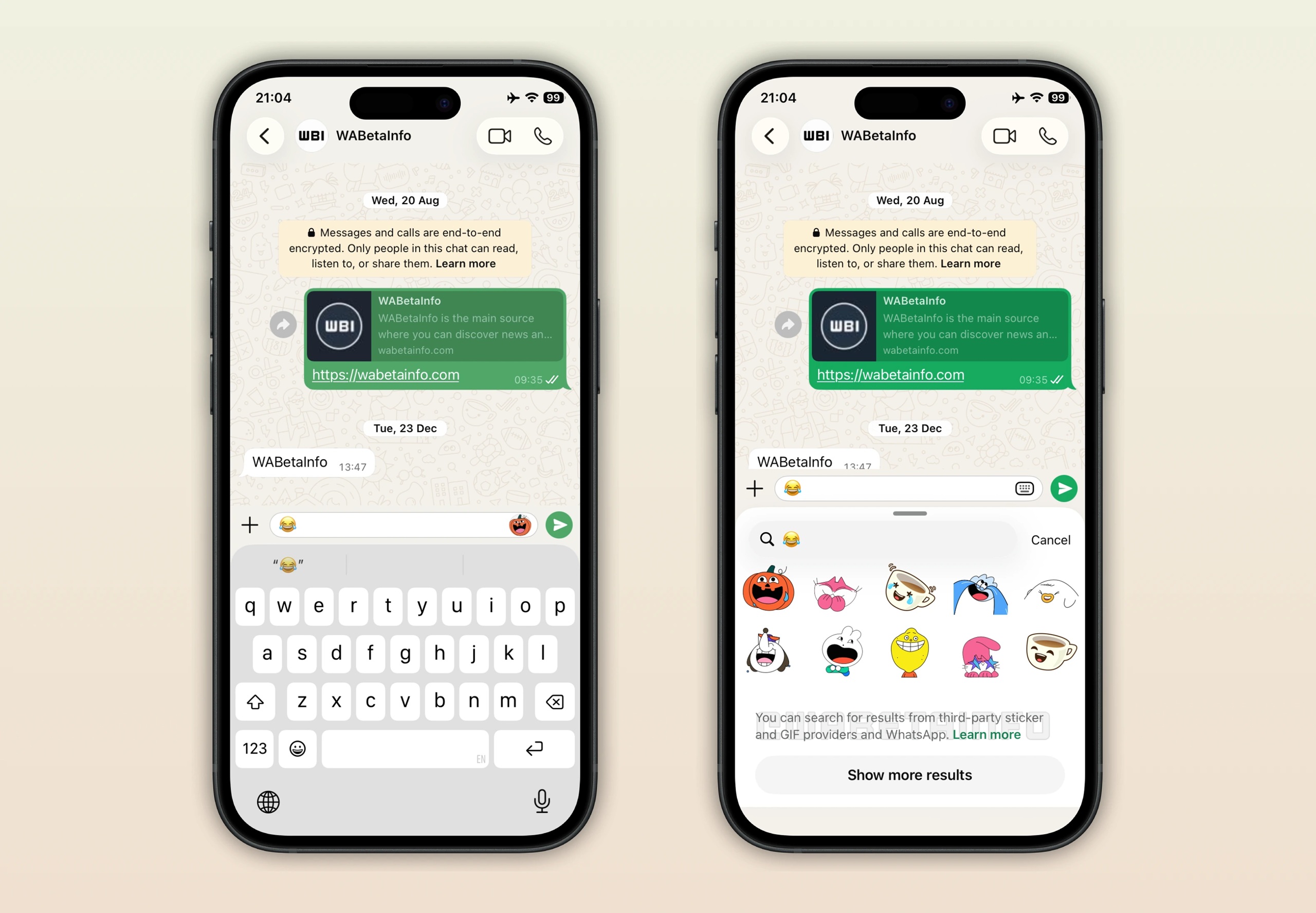 WhatsApp Beta per iOS v26.1.10.72 - Suggerimenti stickers testo WBI