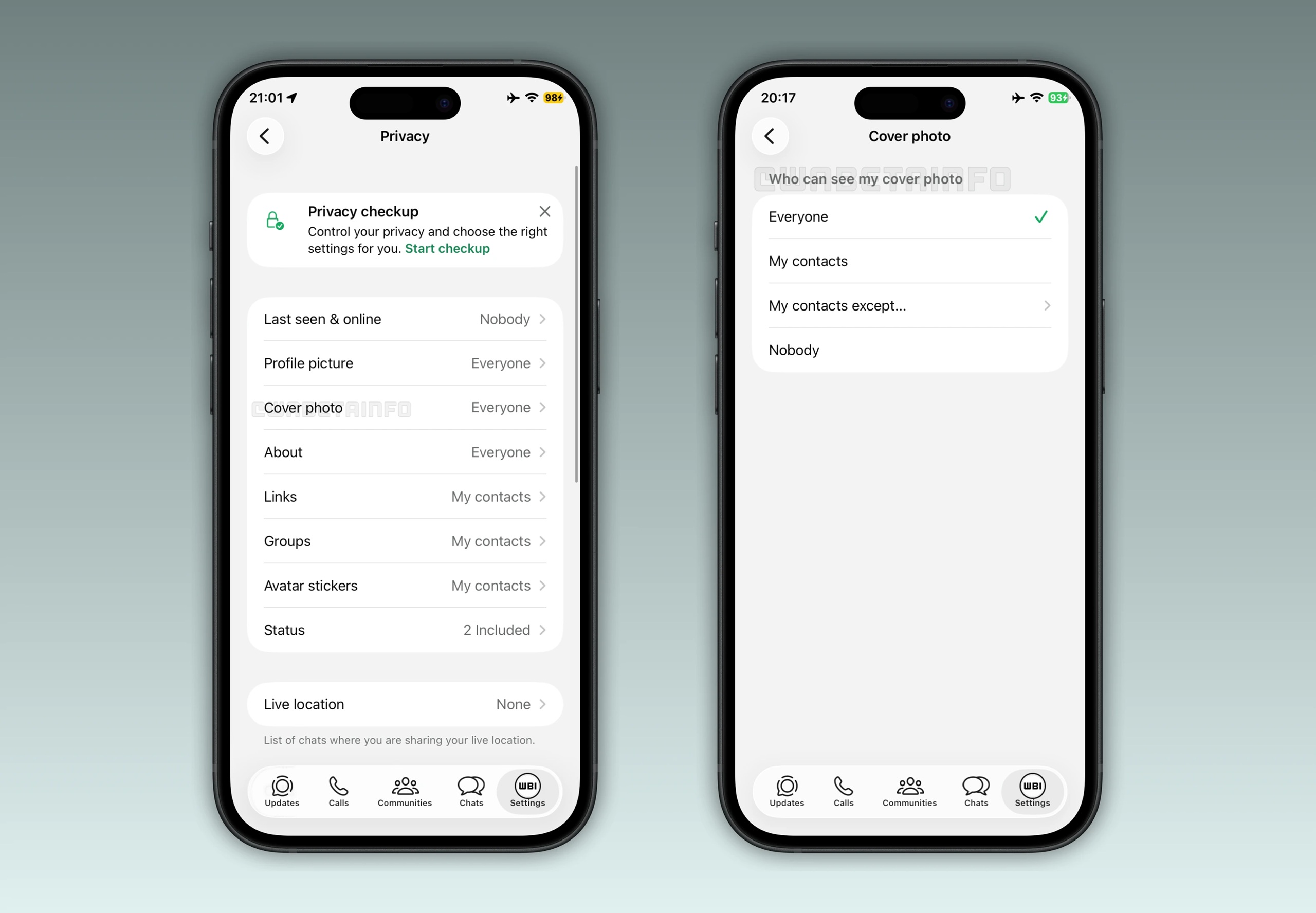 WhatsApp Beta per iOS v26.1.10.73 - Privacy Cover Photo WBI
