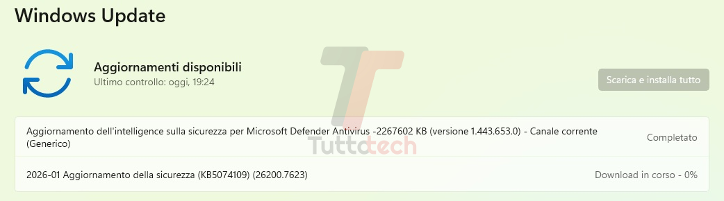 Windows 11 25H2 - Patch Tuesday di gennaio 2026