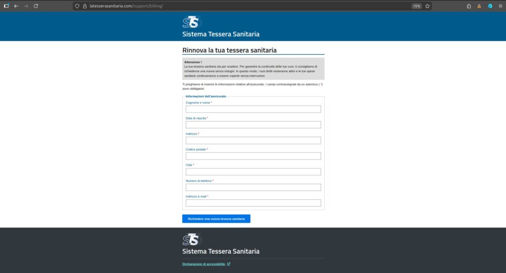 tessera sanitaria truffa rinnovo