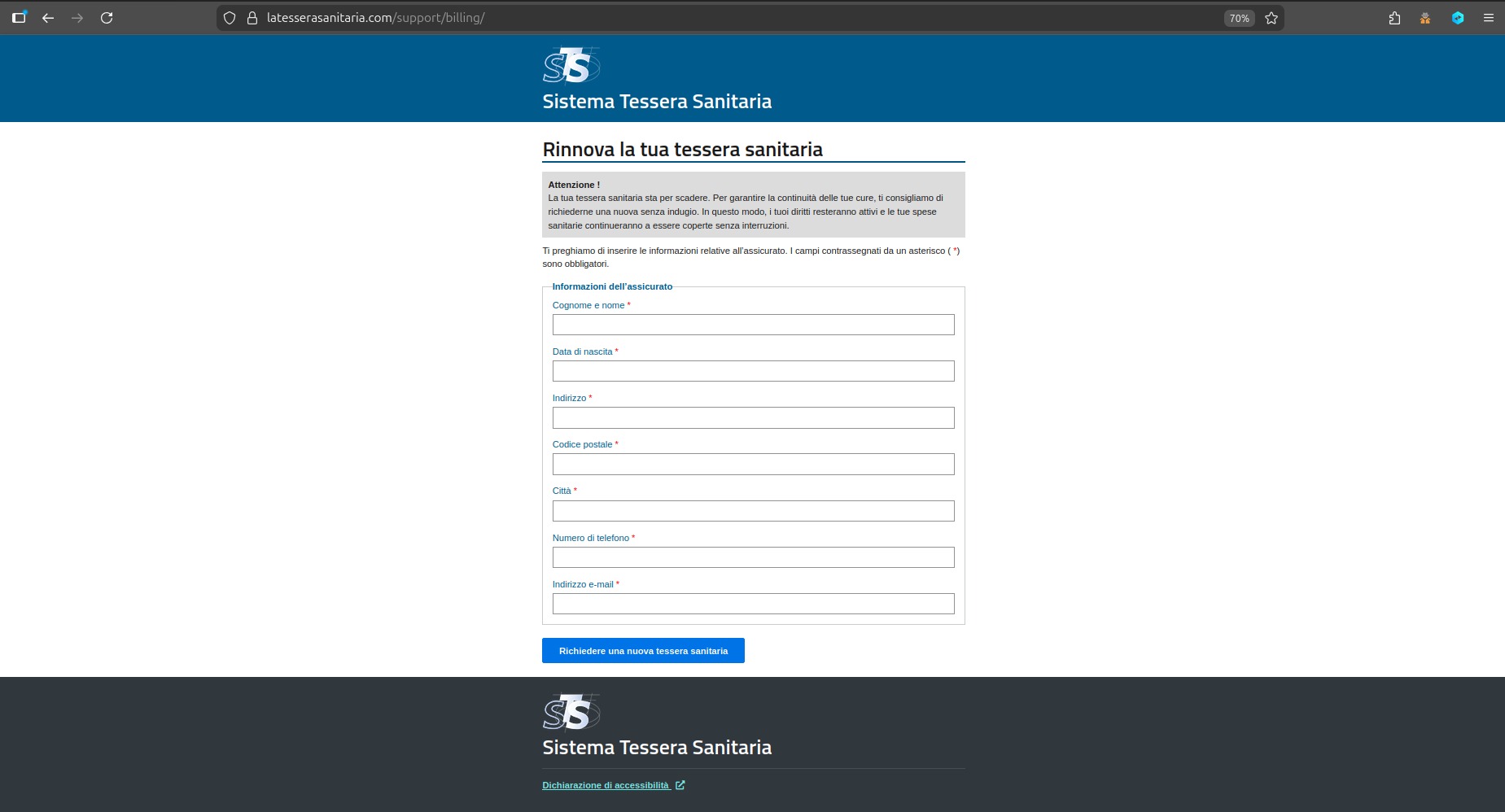 tessera sanitaria truffa rinnovo