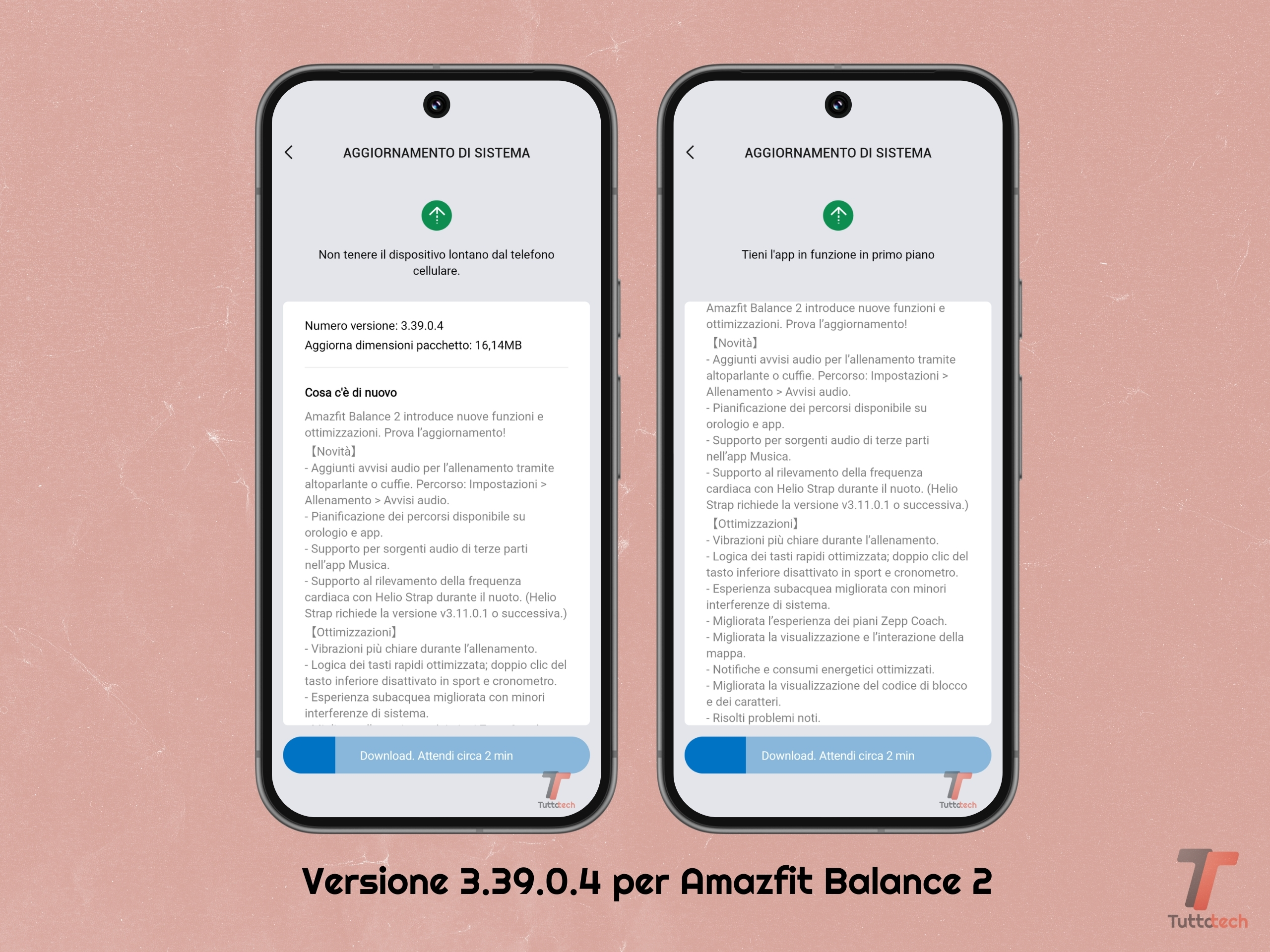 Amazfit Balance 2 - aggiornamento v3.39.0.4 changelog