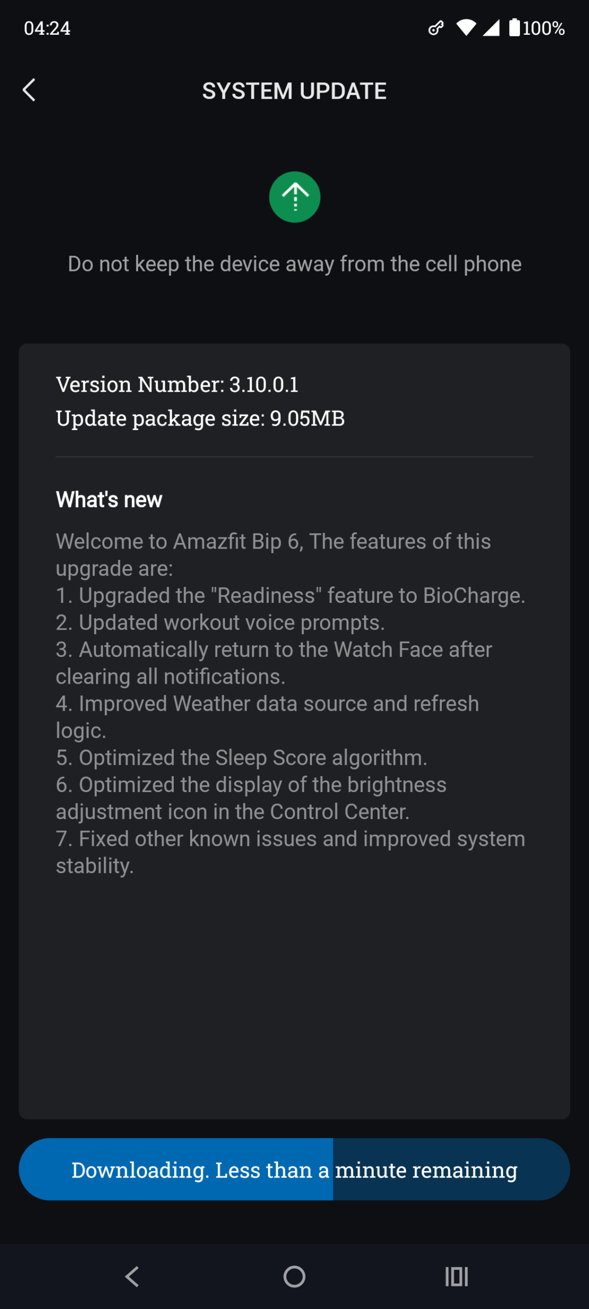 Amazfit Bip 6 - aggiornamento versione 3.10.0.1