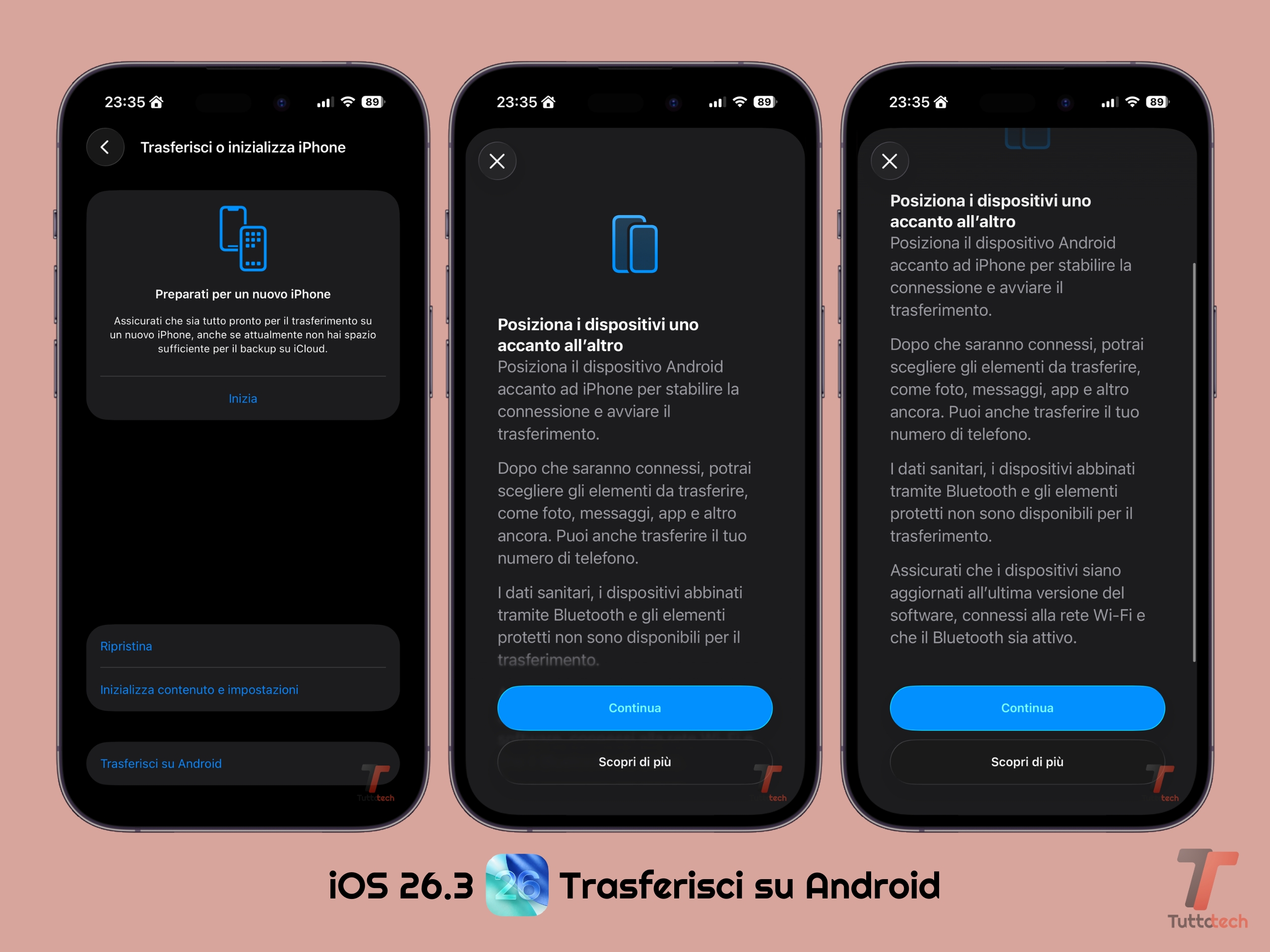 Apple iOS 26.3 - Nuova funzione Trasferisci su Android tt