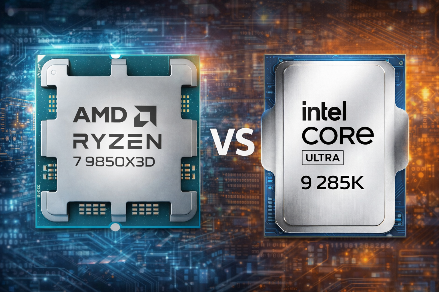 Ryzen 7 9850X3D vs Core Ultra 9 285K copertina