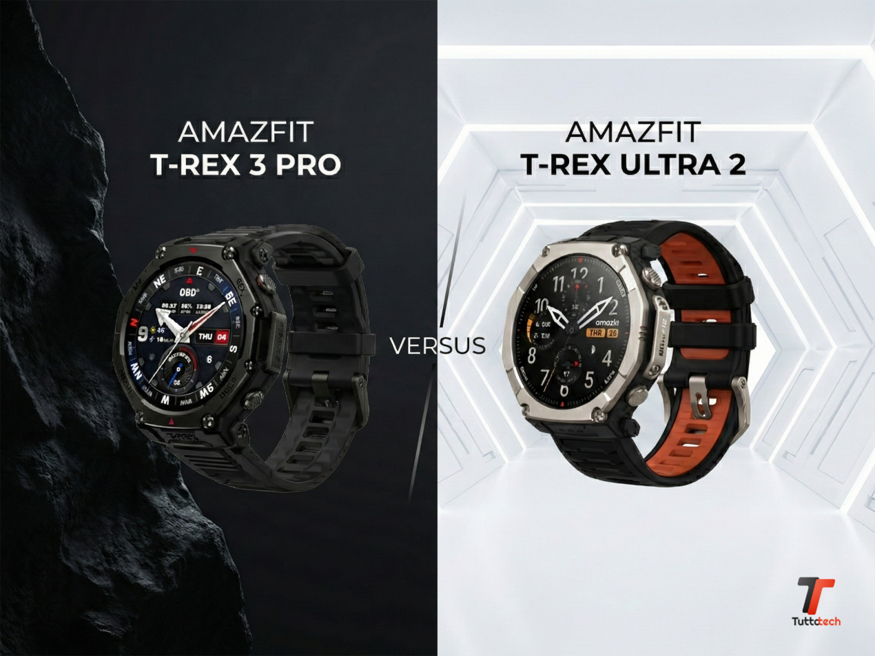 Amazfit T-Rex Ultra 2 vs T-Rex 3 Pro, il nostro confronto sulla carta
