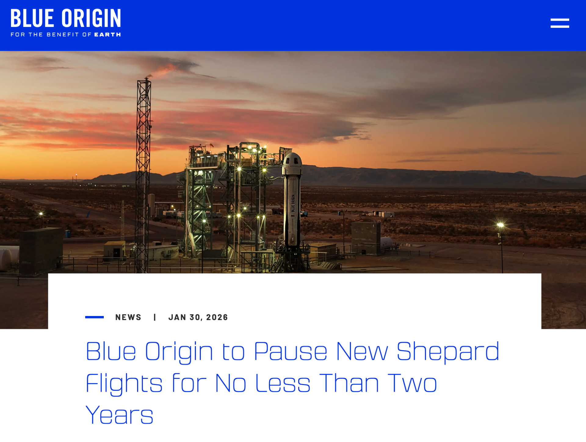 Blue Origin ferma New Shepard per 2 anni e Roscosmos slitta Amur al 2030 1