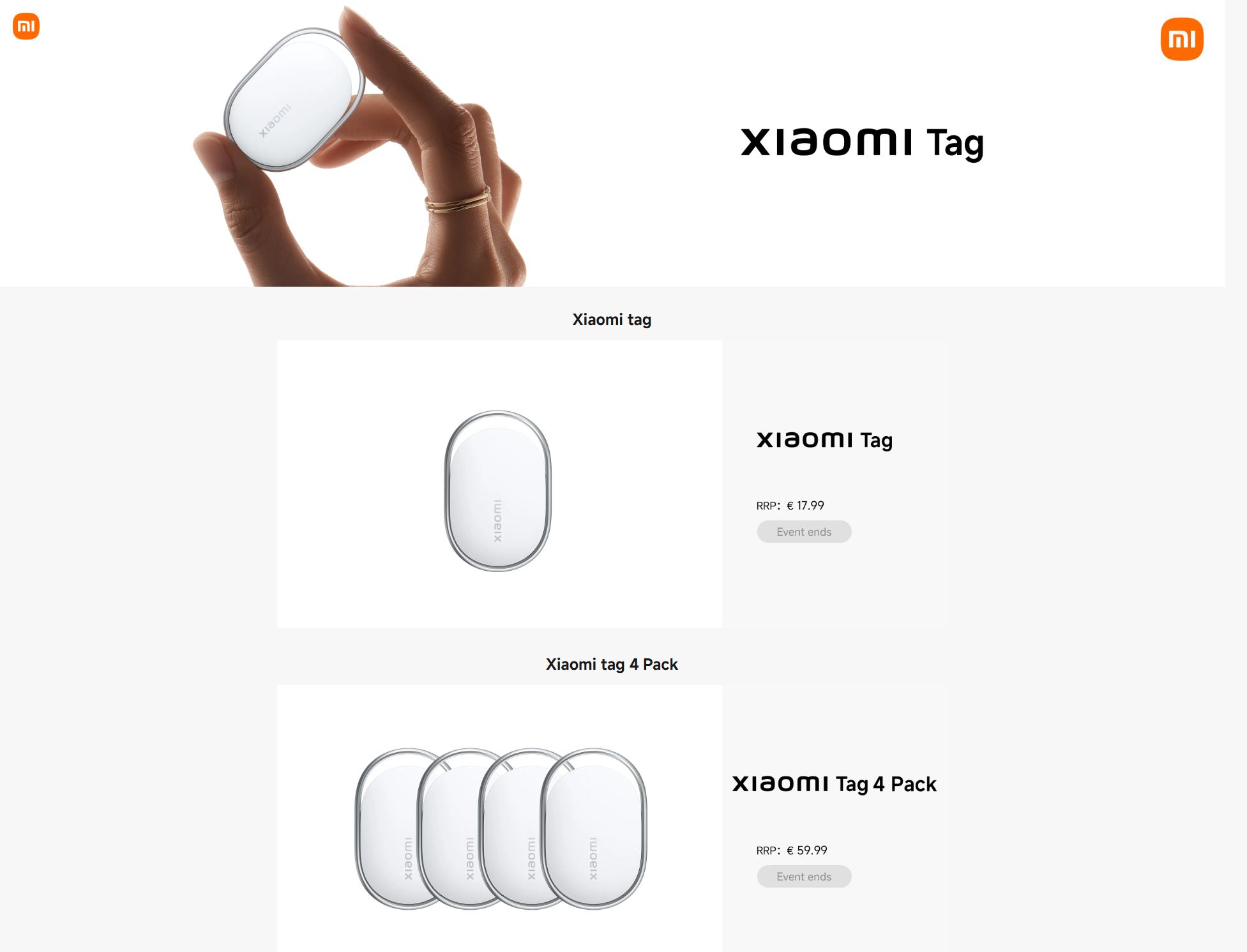 Xiaomi Tag compare sul sito ufficiale di Xiaomi, svelando prezzo e caratteristiche 4