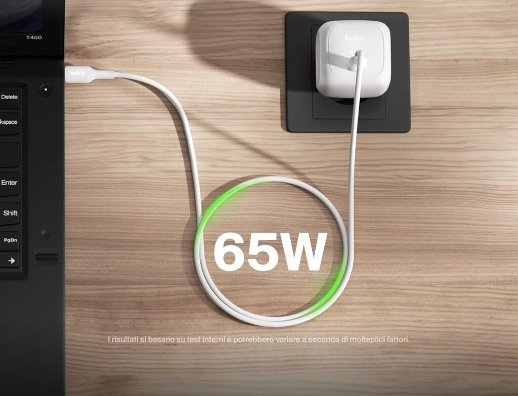Belkin GaN 65W: il caricatore ultra-compatto per MacBook e iPhone scende a 14€ 4