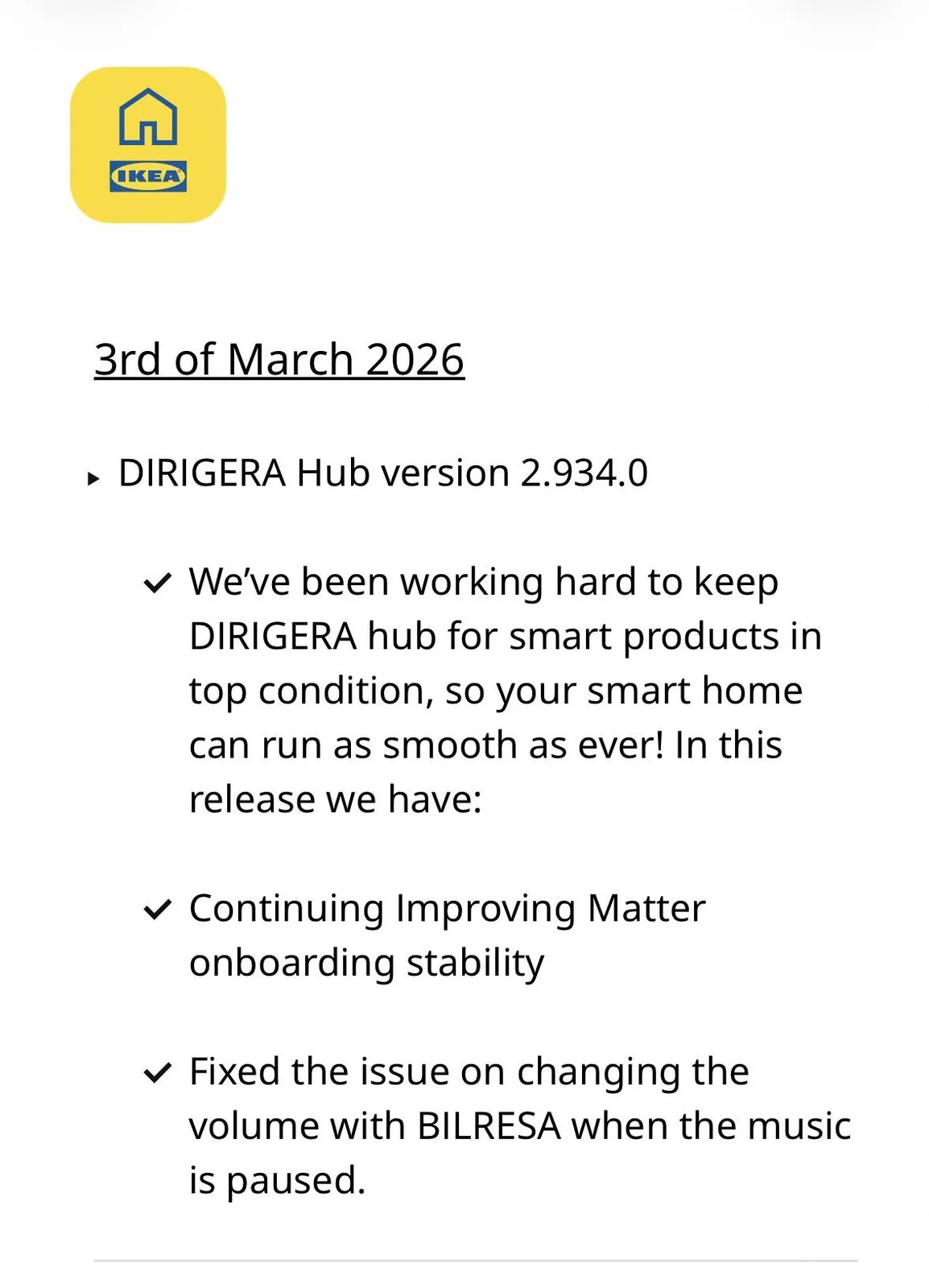 Ikea dirigera hub aggiornamento