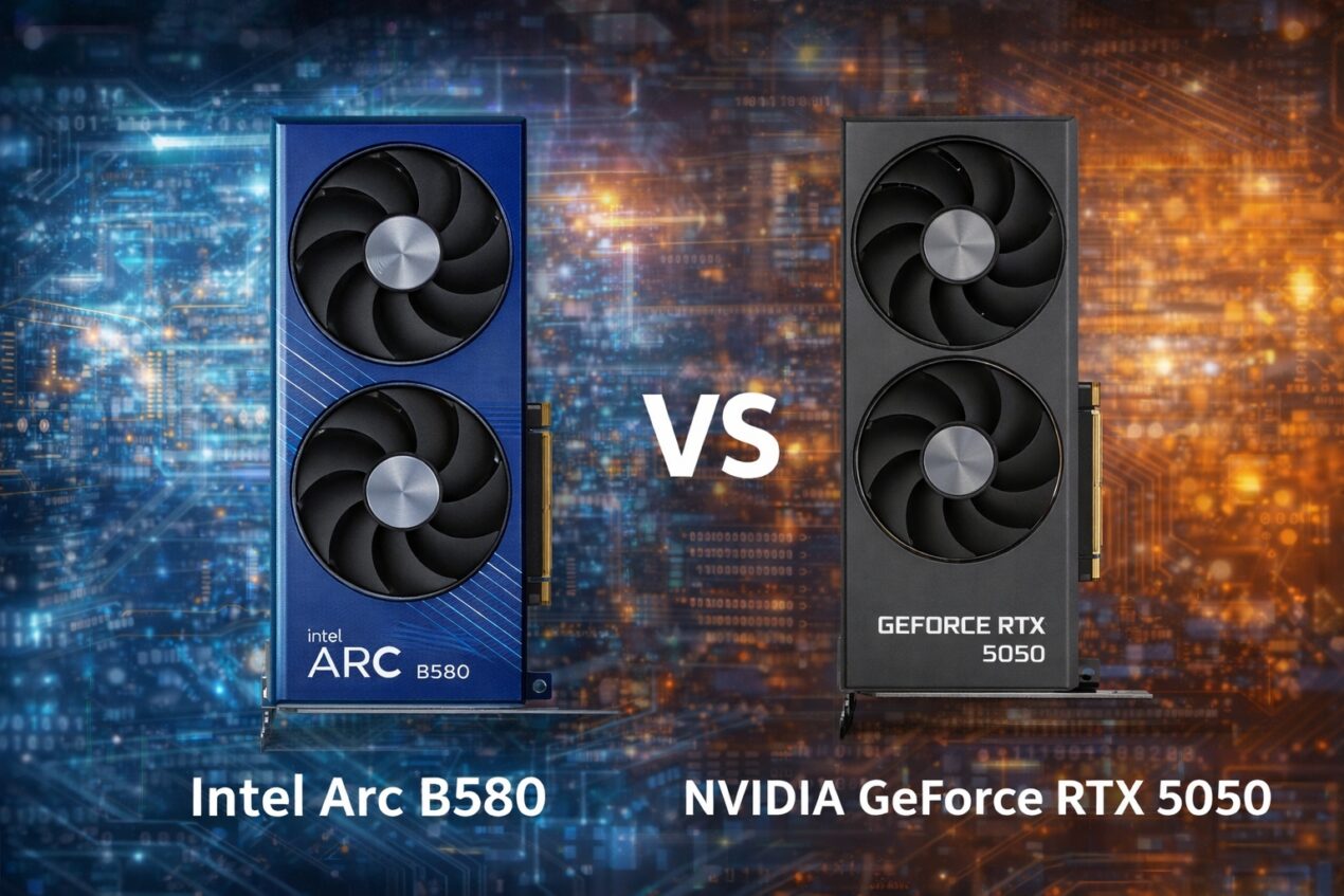 Intel Arc B580 vs NVIDIA GeForce RTX 5050: gaming consumi e prezzi