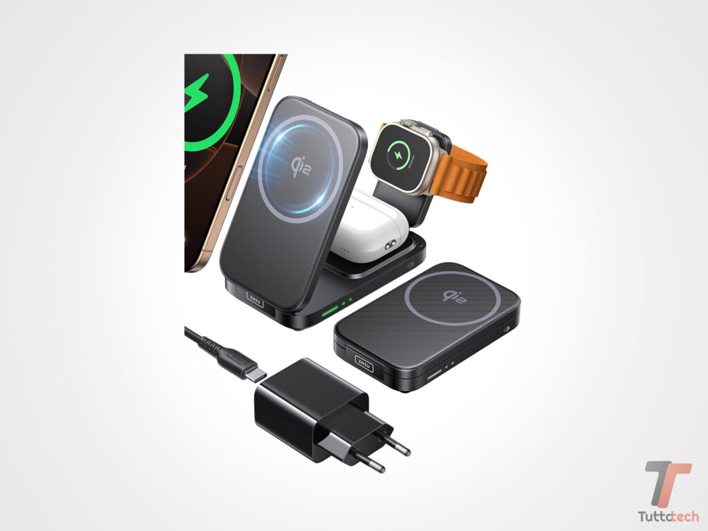 INIU Qi2 15W: la stazione di ricarica 3 in 1 certificata di nuova generazione scontata del 50% 4