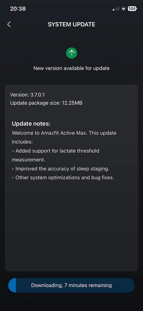 Amazfit Active Max - changelog v3.7.0.1 GandW