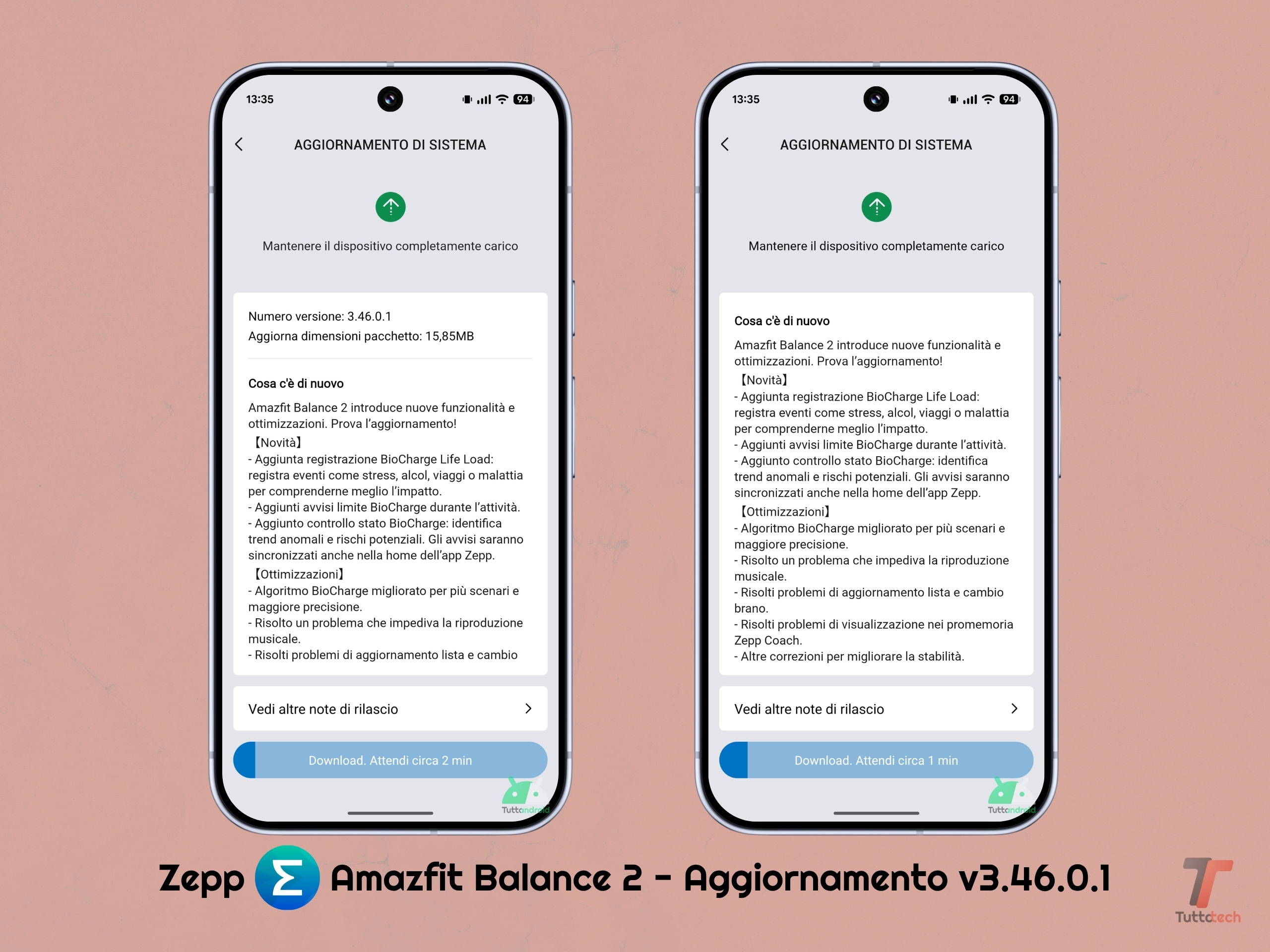 Amazfit Balance 2 - changelog aggiornamento v3.46.0.1