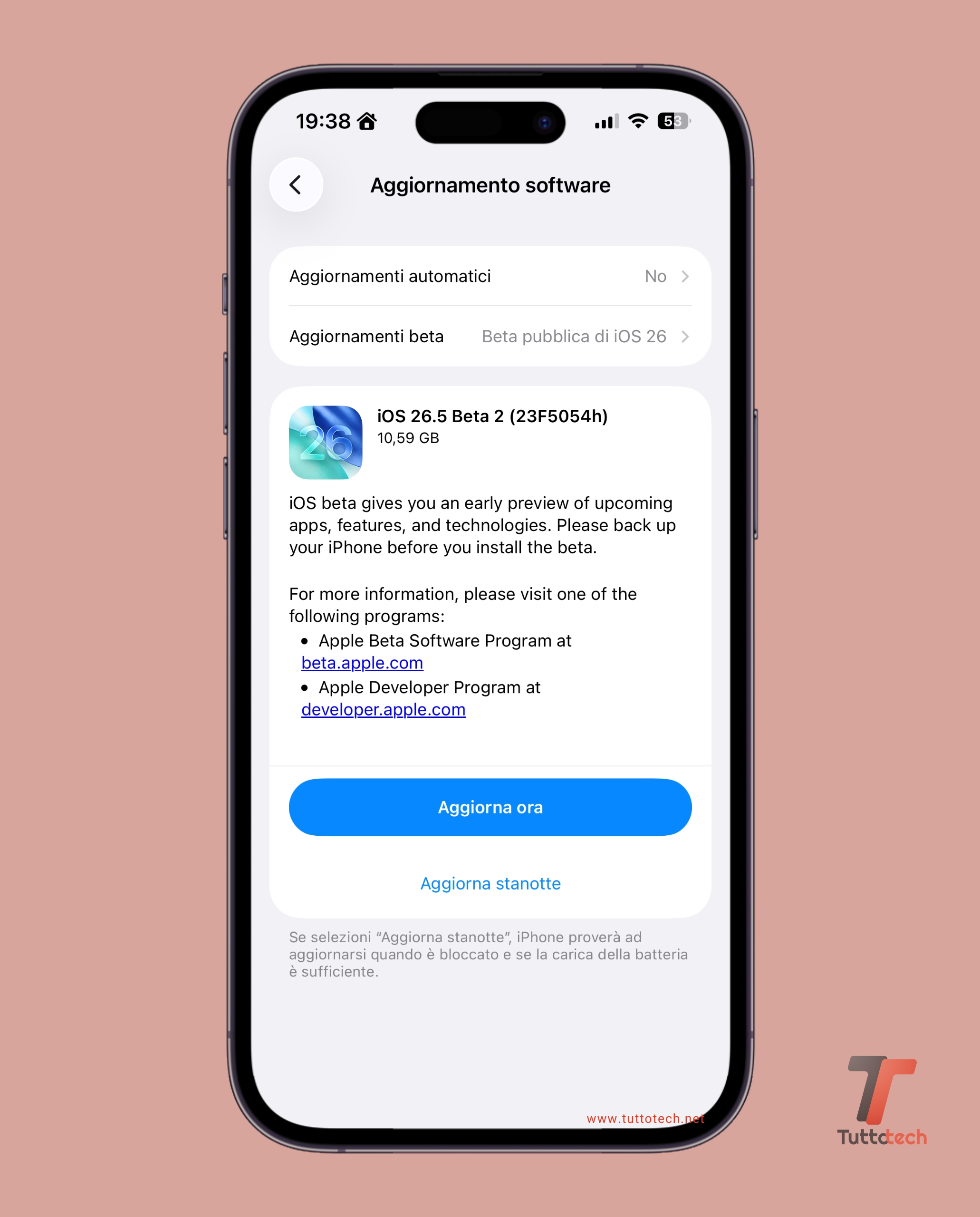 Apple iOS 26.5 PB2 on iPhone 14 Pro