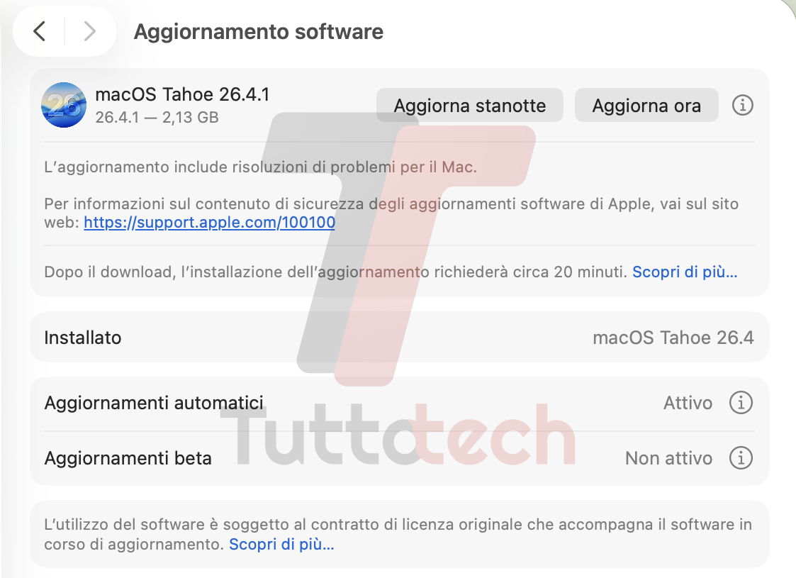 Apple macOS 26.4.1 Tahoe on MacBook Air M1