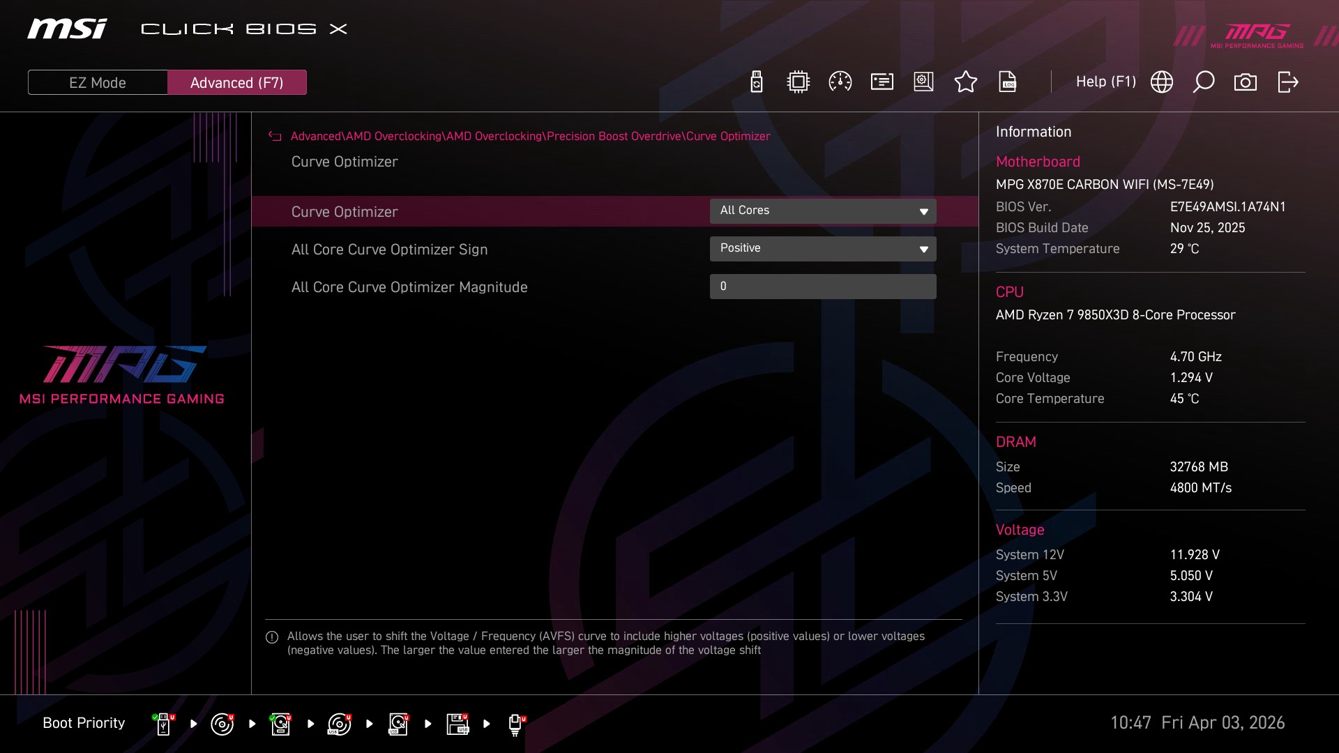 amd ryzen 7 9850x3d PBO Advanced BIOS 3