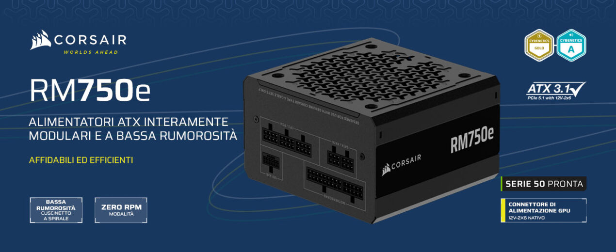 Perché a 84,90€ il Corsair RM750e (2025) è il miglior alimentatore da comprare oggi
