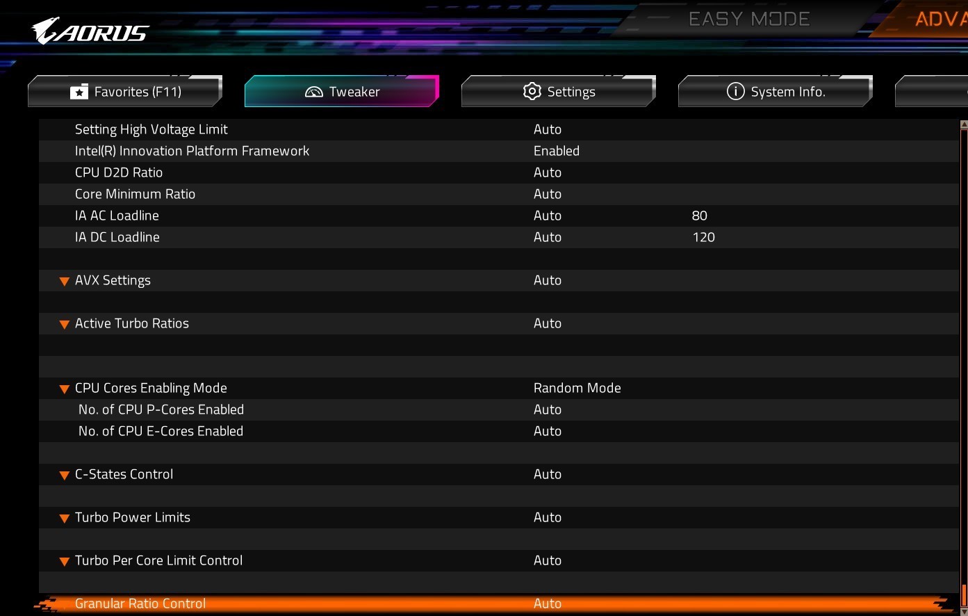 intel z890 bios core ratio