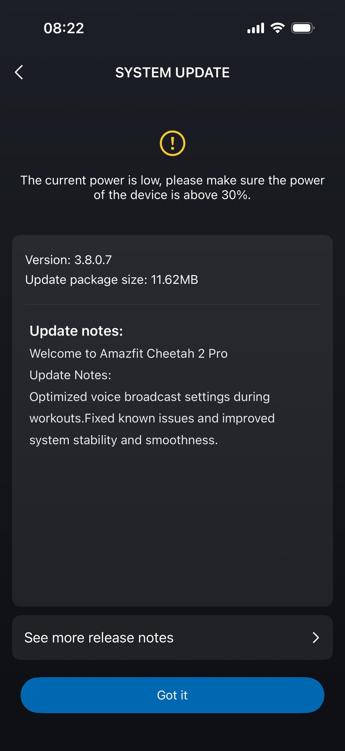 Amazfit Cheetah 2 Pro - Aggiornamento v3.8.0.7 changelog