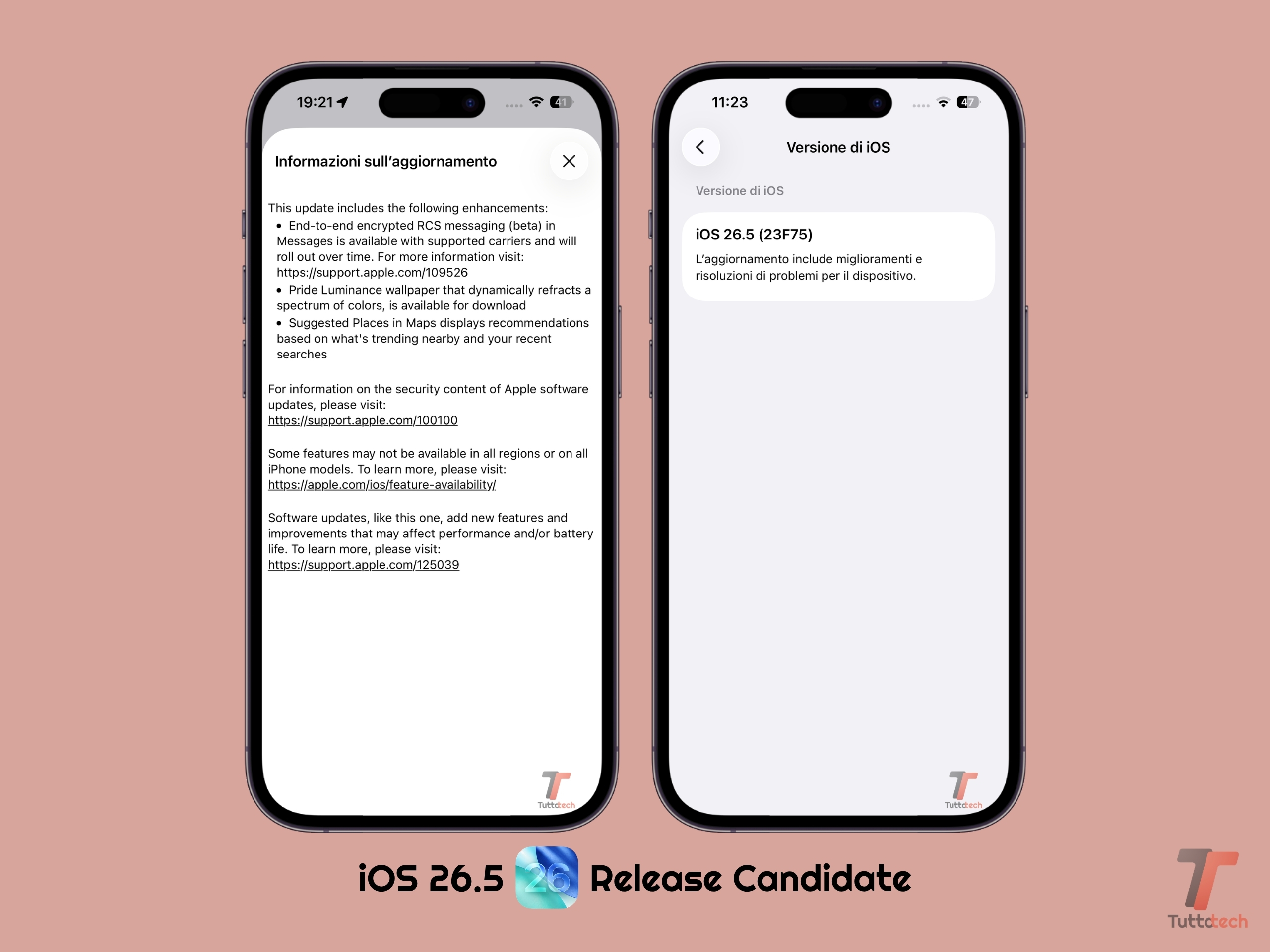 Apple iOS 26.5 RC su iPhone 14 Pro changelog