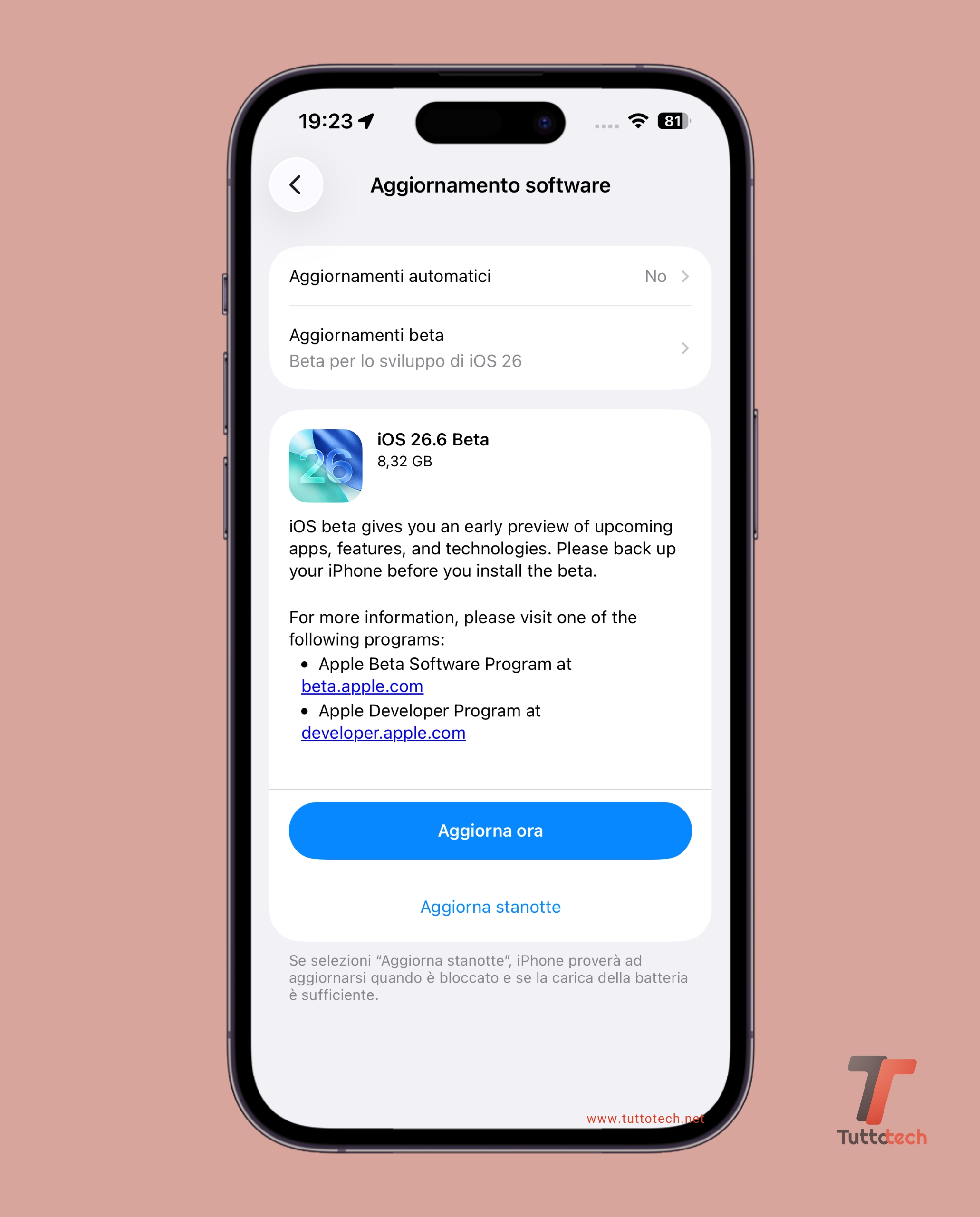 Apple iOS 26.6 Beta 1 on iPhone 14 Pro