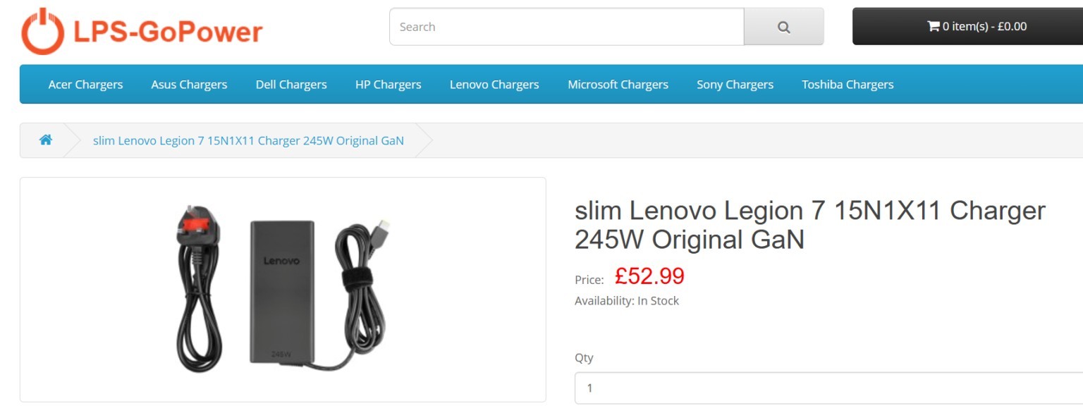 lenovo caricatore 245 w