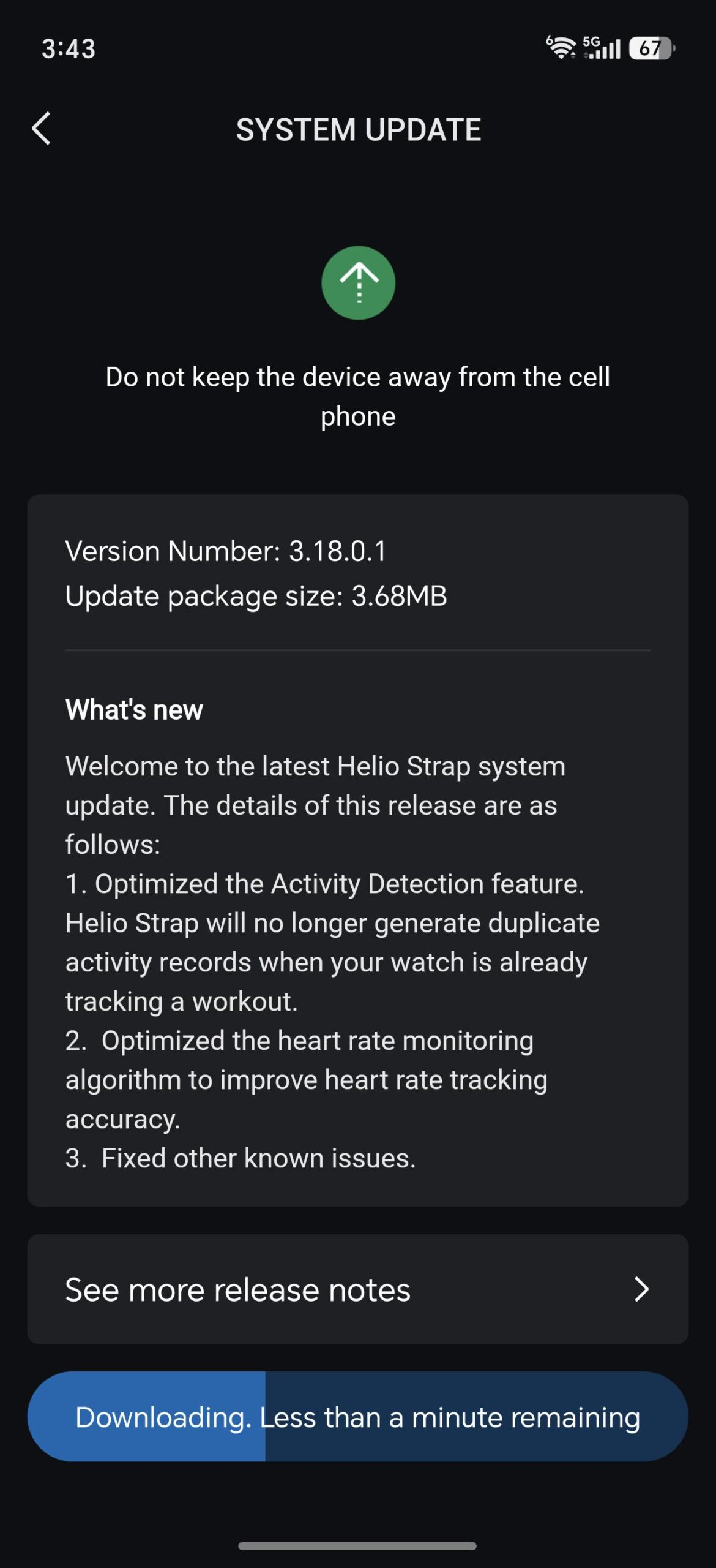 Amazfit Helio Strap - changelog v3.18.0.1 via Reddit