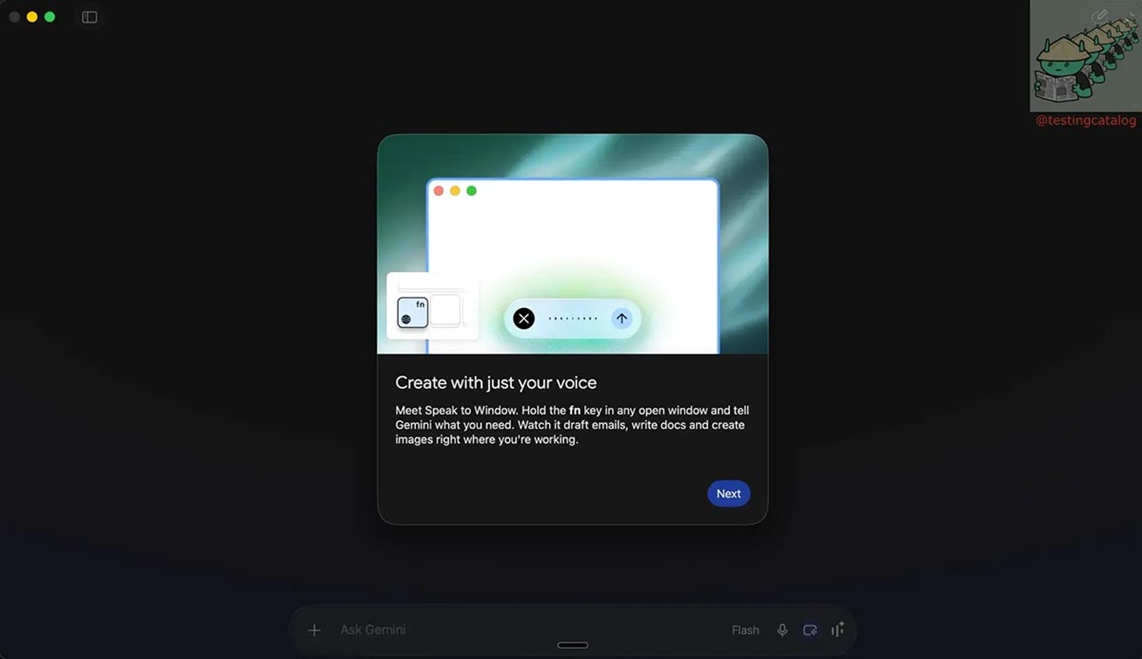 App Gemini per macOS - Dettatura vocale a livello di sistema