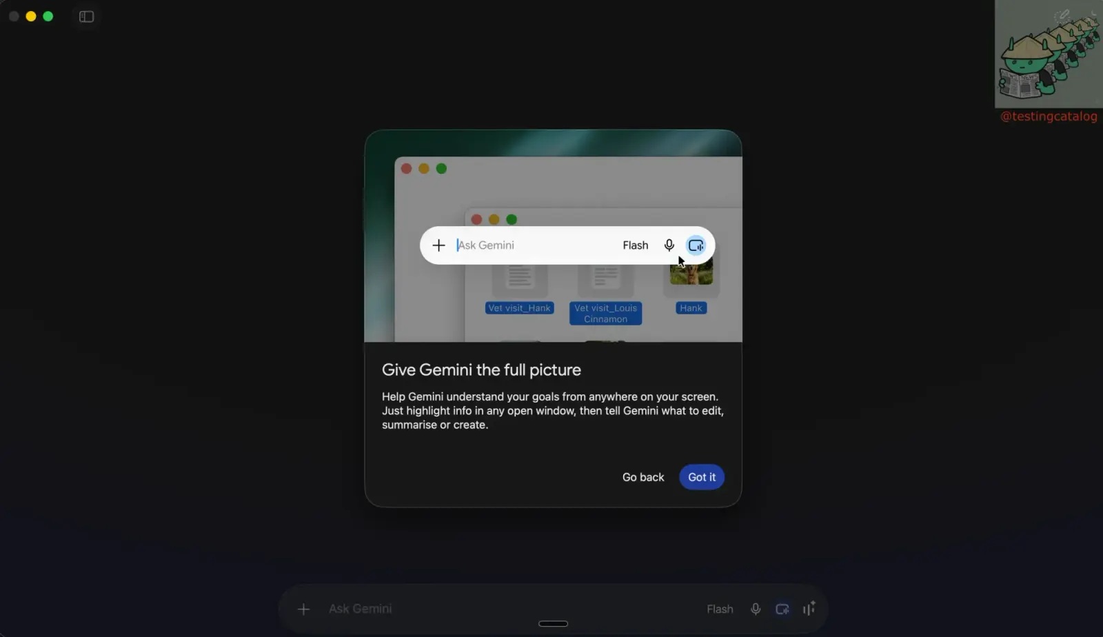 App Gemini per macOS - Funzione simile a Magic Pointer TestingCatalog