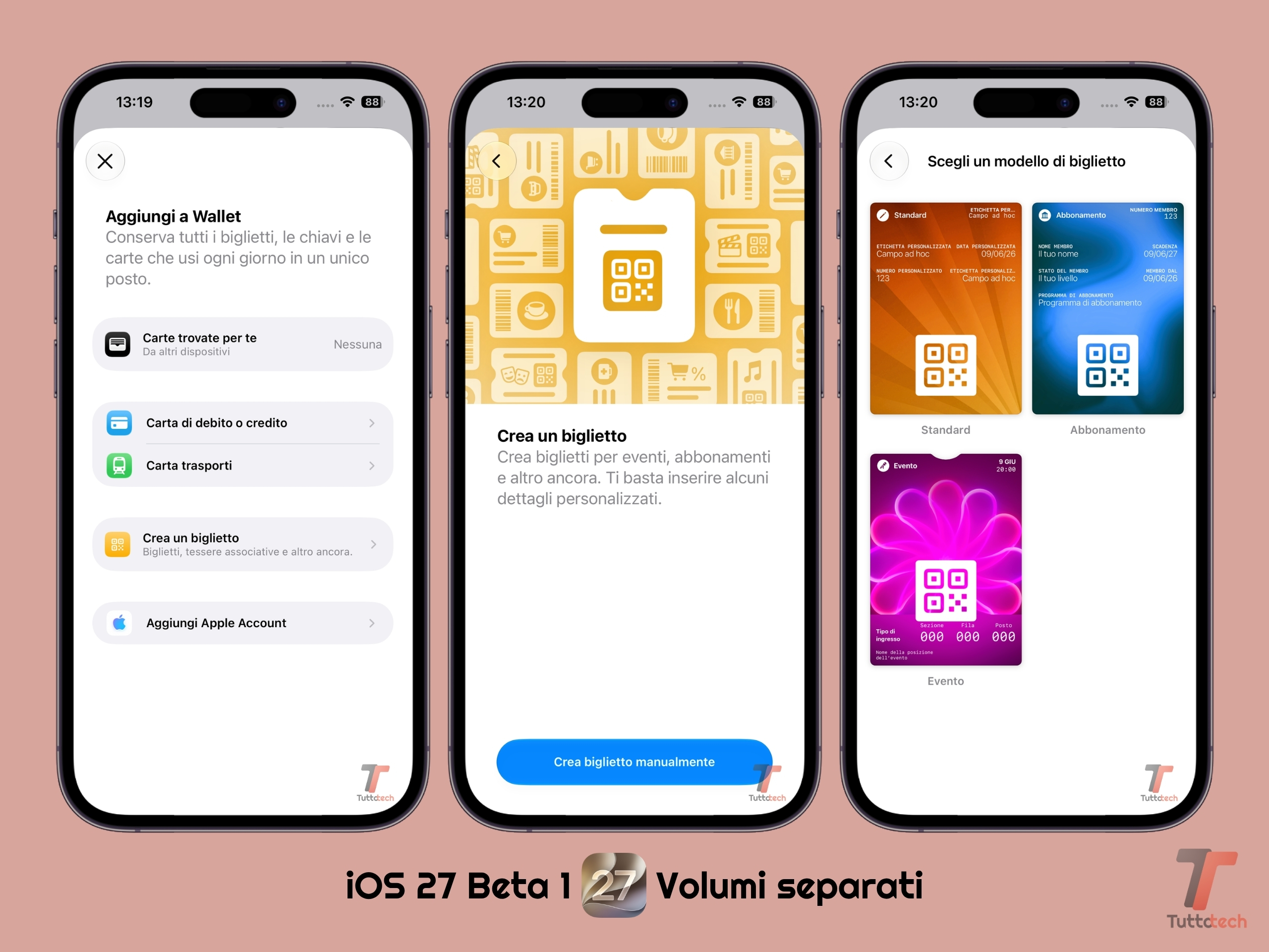 Apple iOS 27 - Beta 1 - Apple Wallet - Crea un biglietto